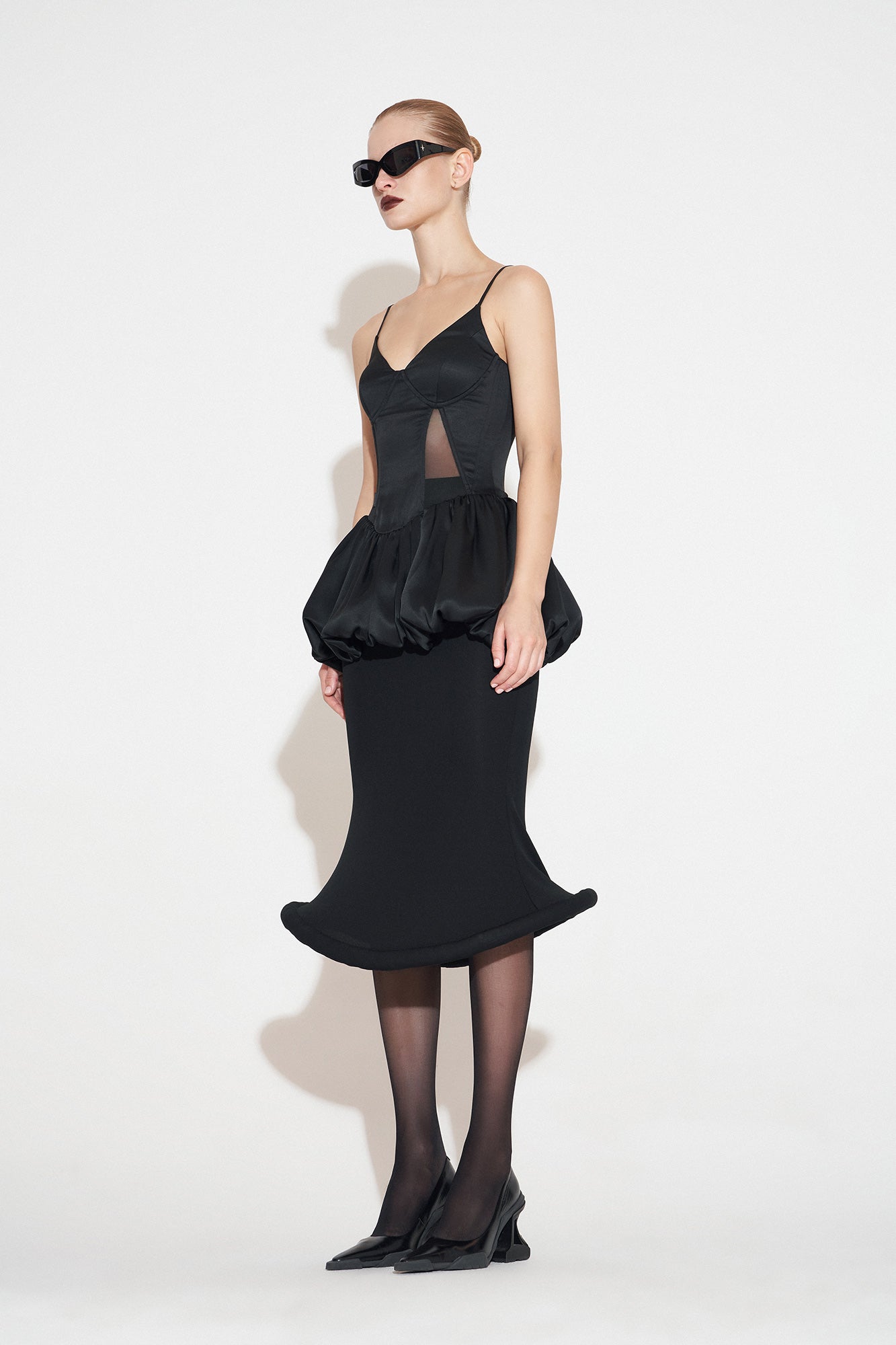 Acetate ufo fishtail midi skirt