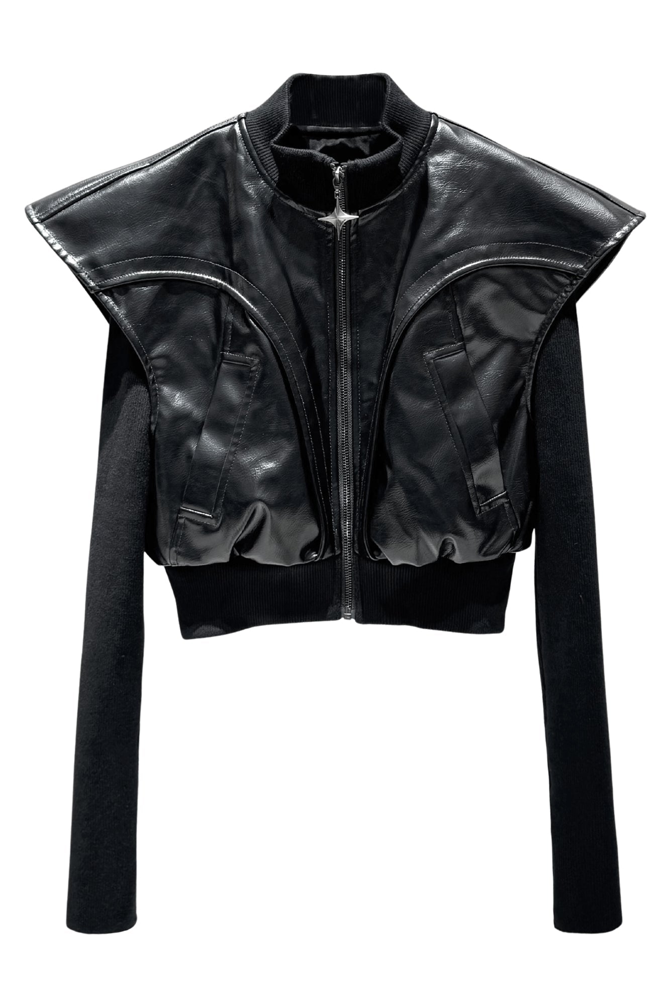 Three dimensional wide shoulder jacket