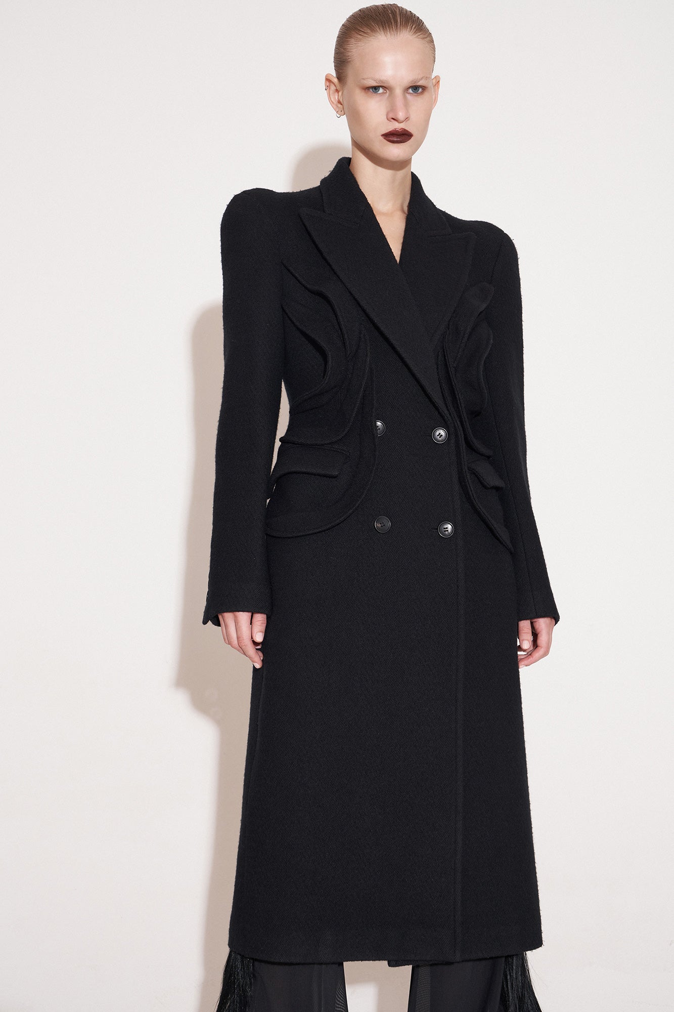 Wool multilayer flying piece architectural coat