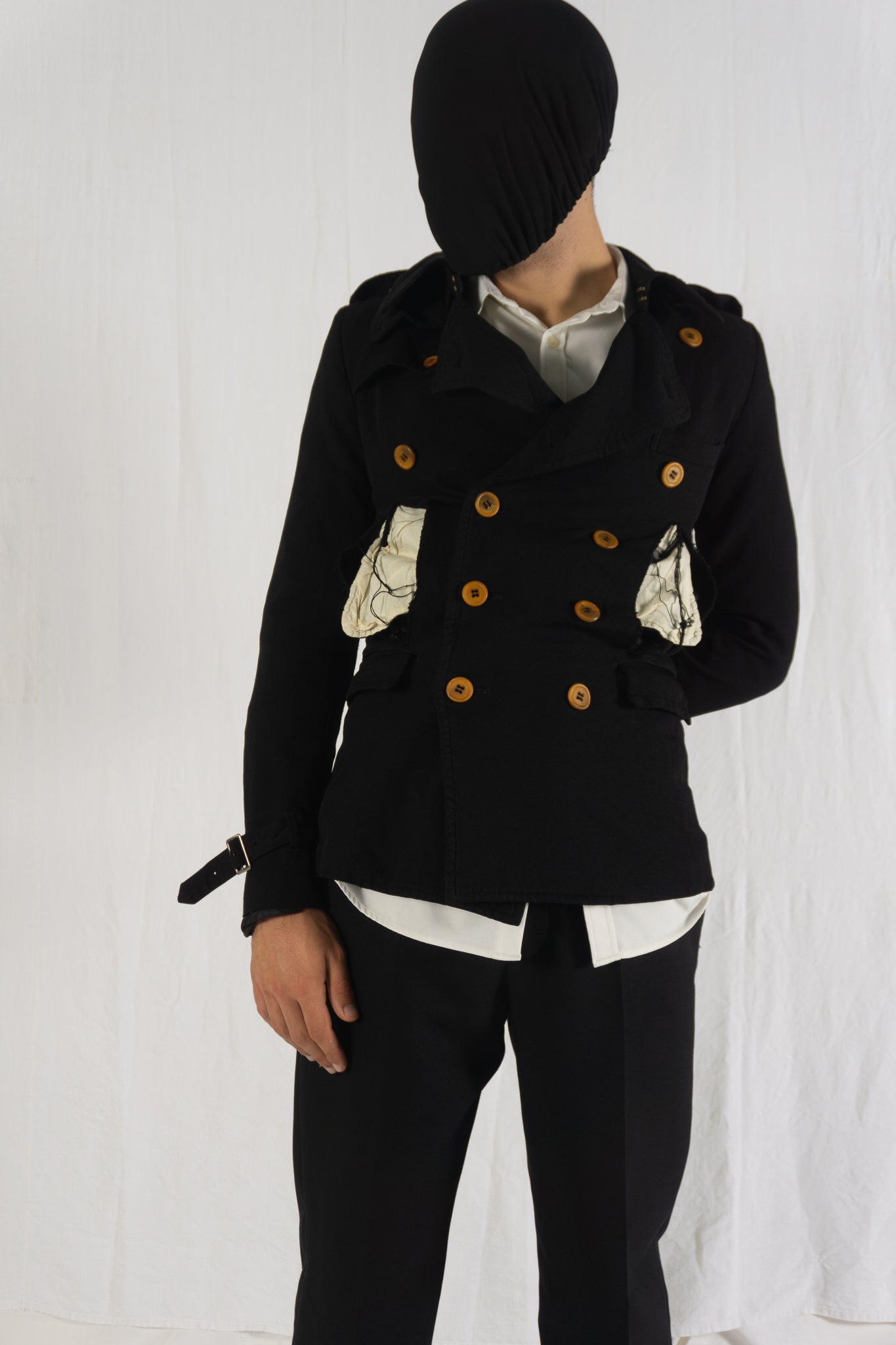 Comme des garçons homme plus s/s 2012 destroyed pockets jacket