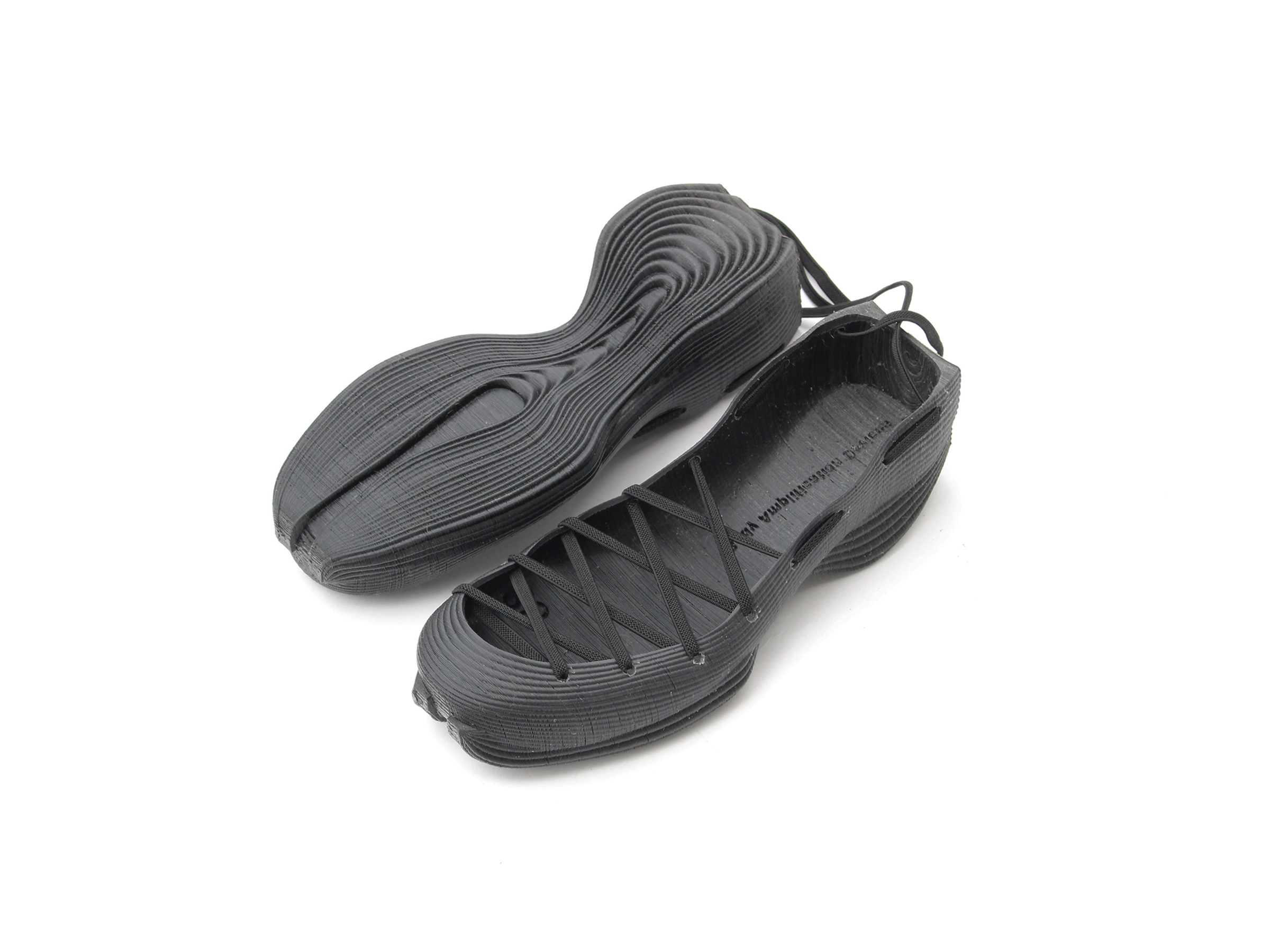 Laced rubber runners, black