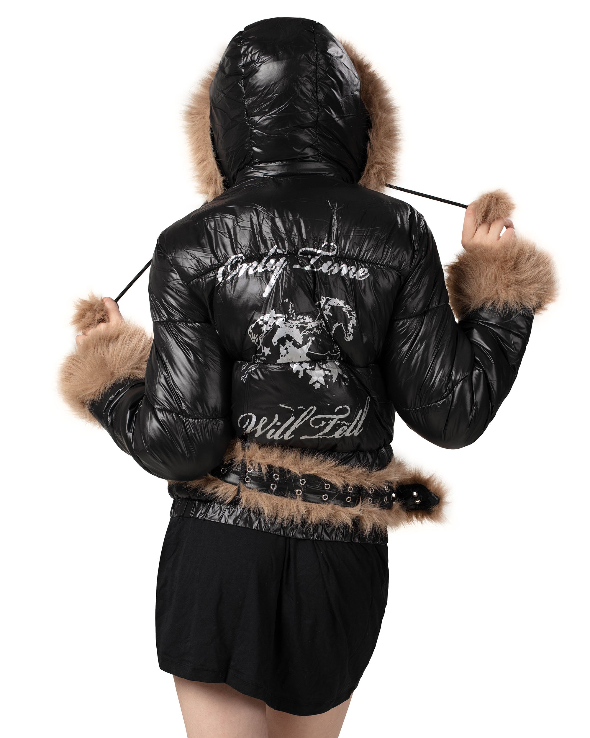 Slim furry puffer jacket