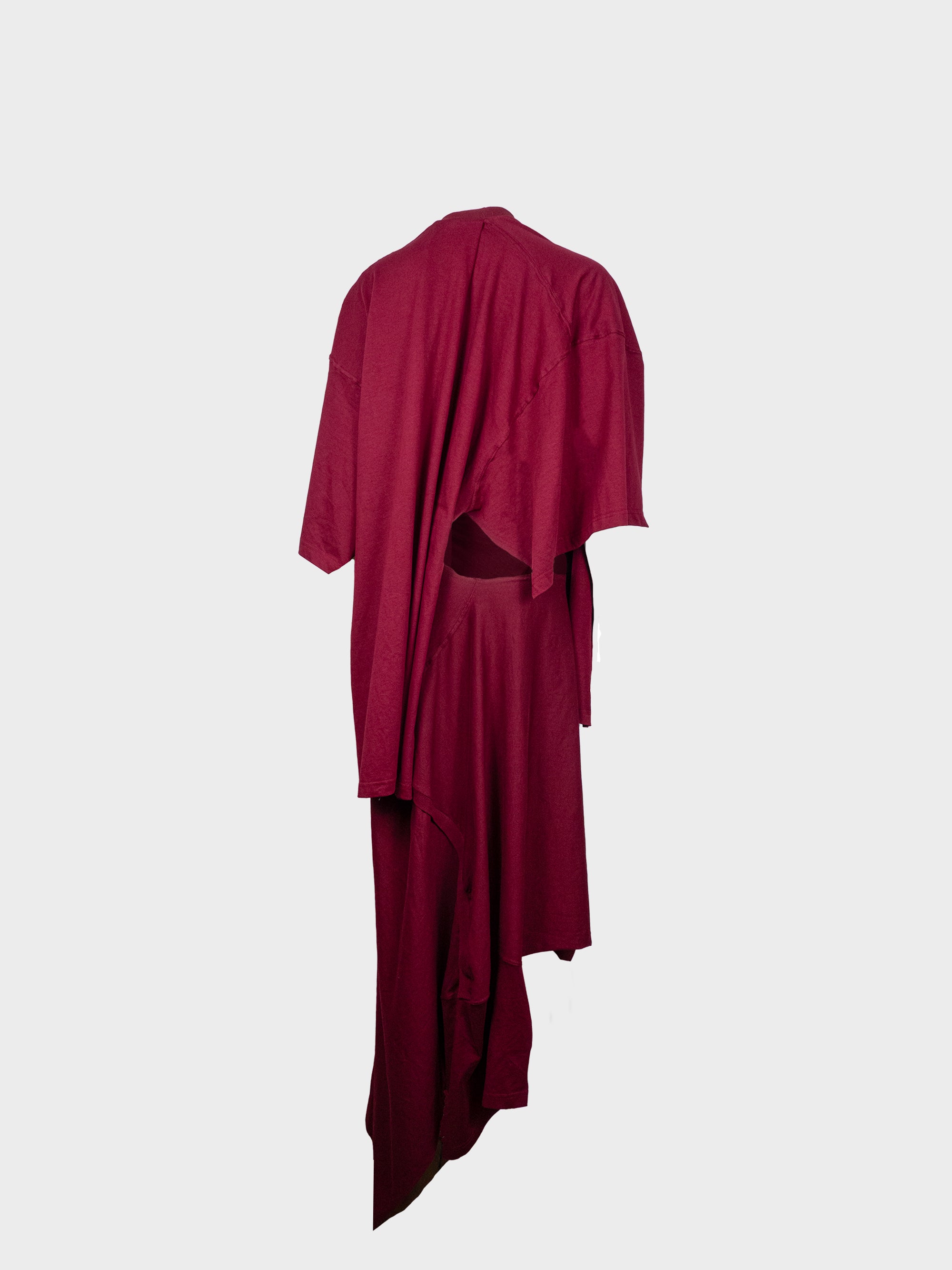 Distorted drape tee gown