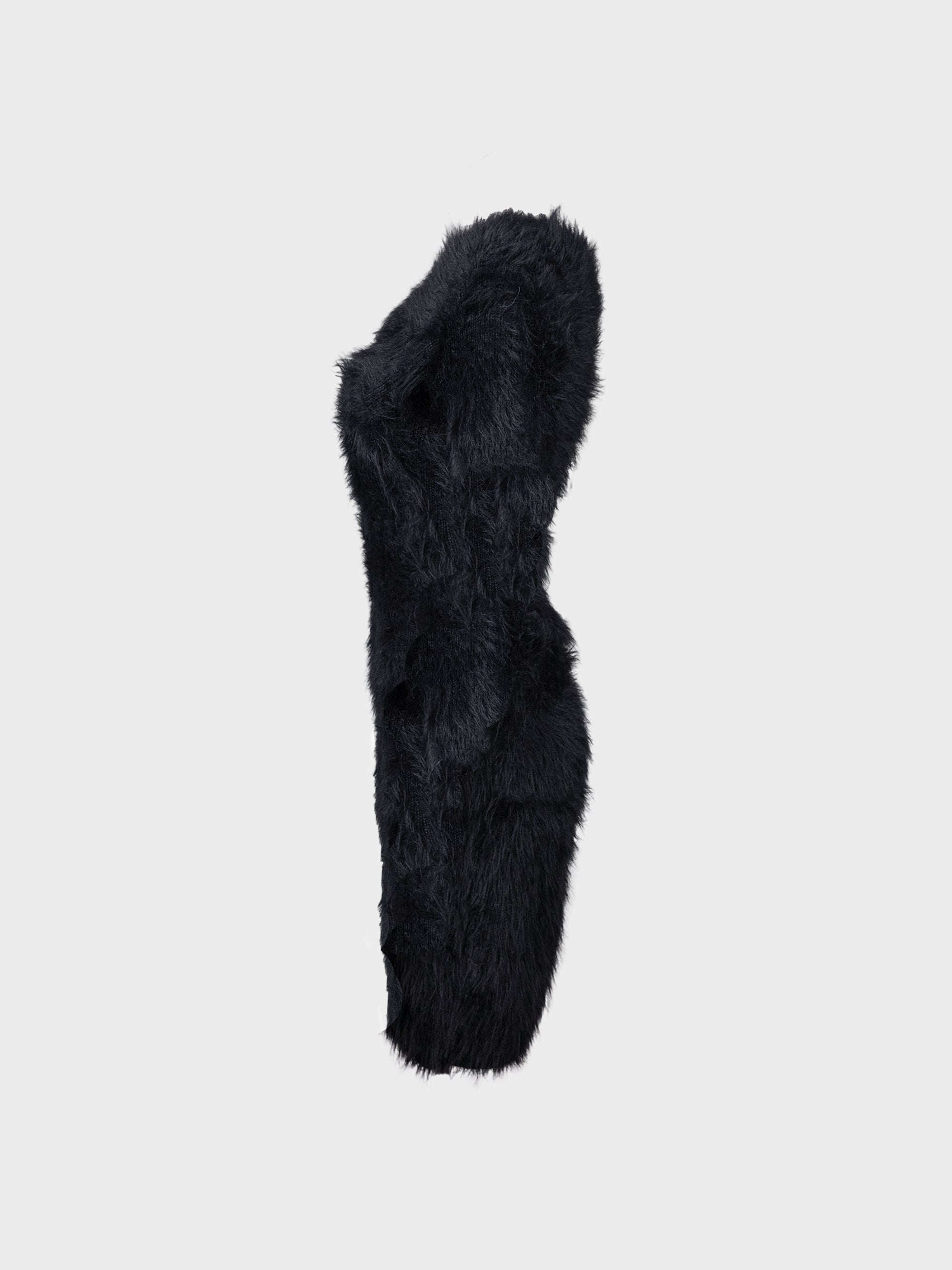 Fluff-knit double slit dress