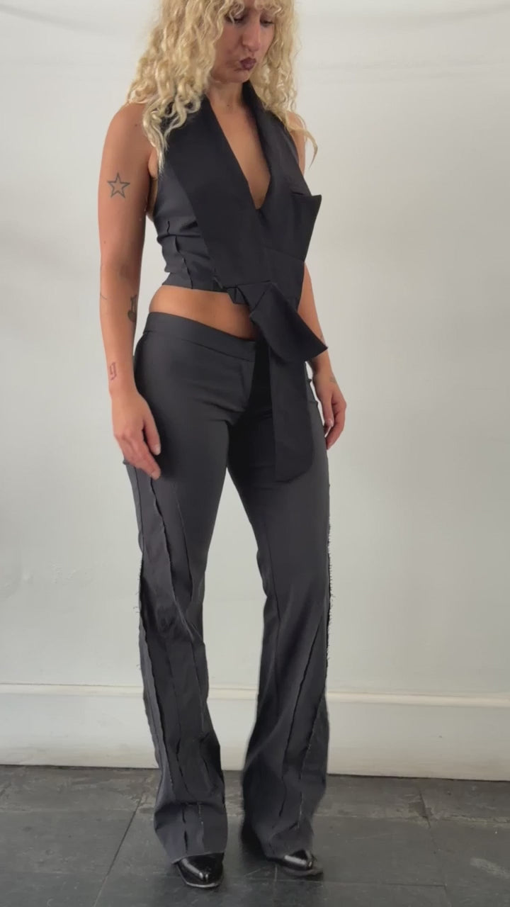 Tuxedo halter vest - black