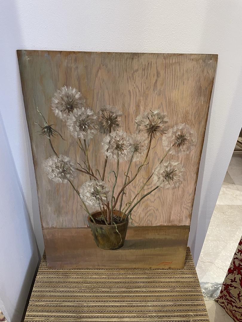 Dandelion painting on wood