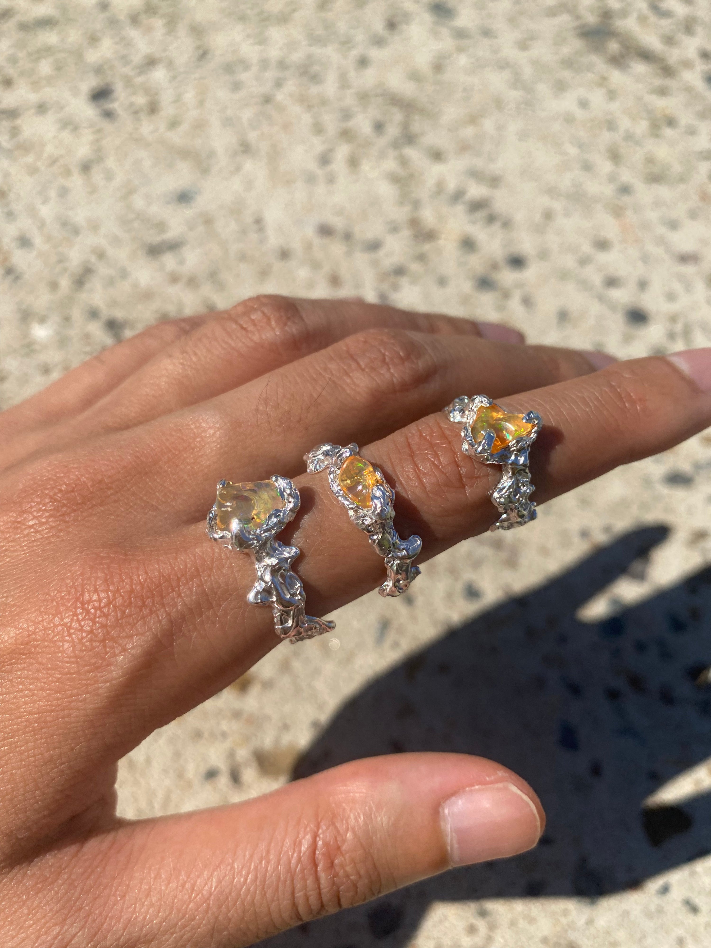 Ignite ring - mexican opal - yellow/silver