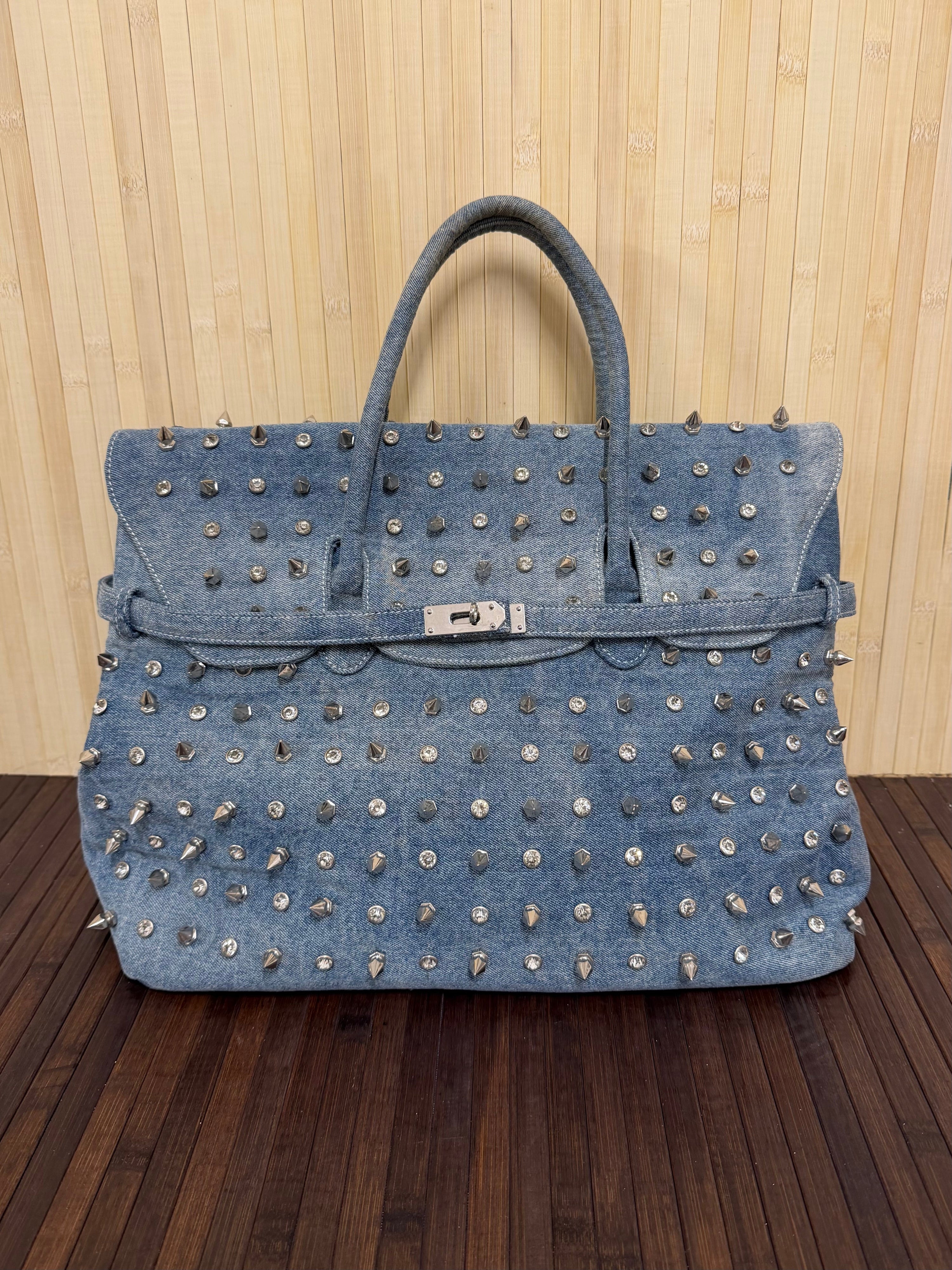 Denim stud bag
