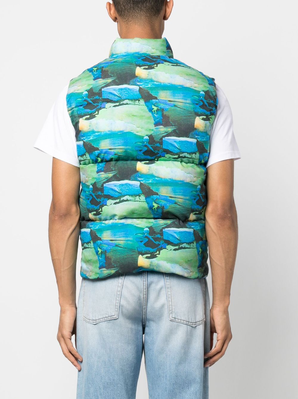 Unisex printed quilted puffer vest woven