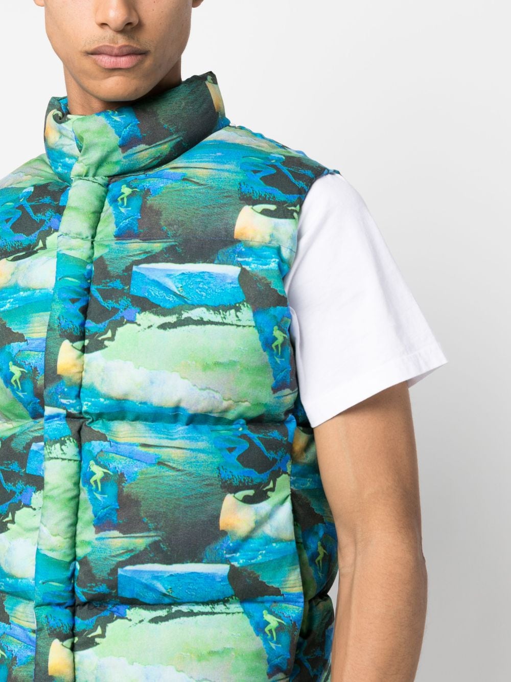 Unisex printed quilted puffer vest woven
