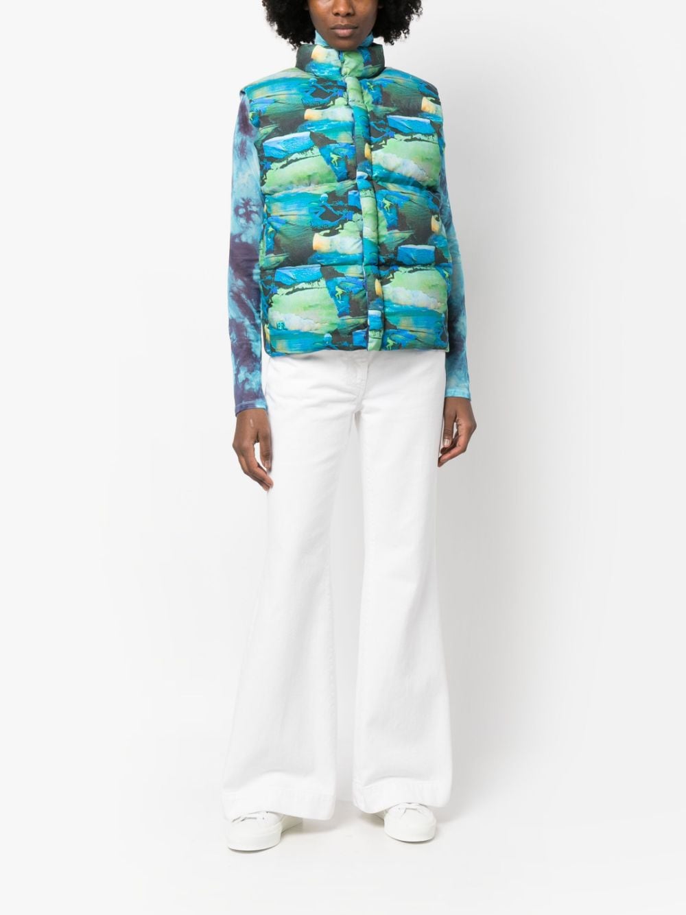 Unisex printed quilted puffer vest woven