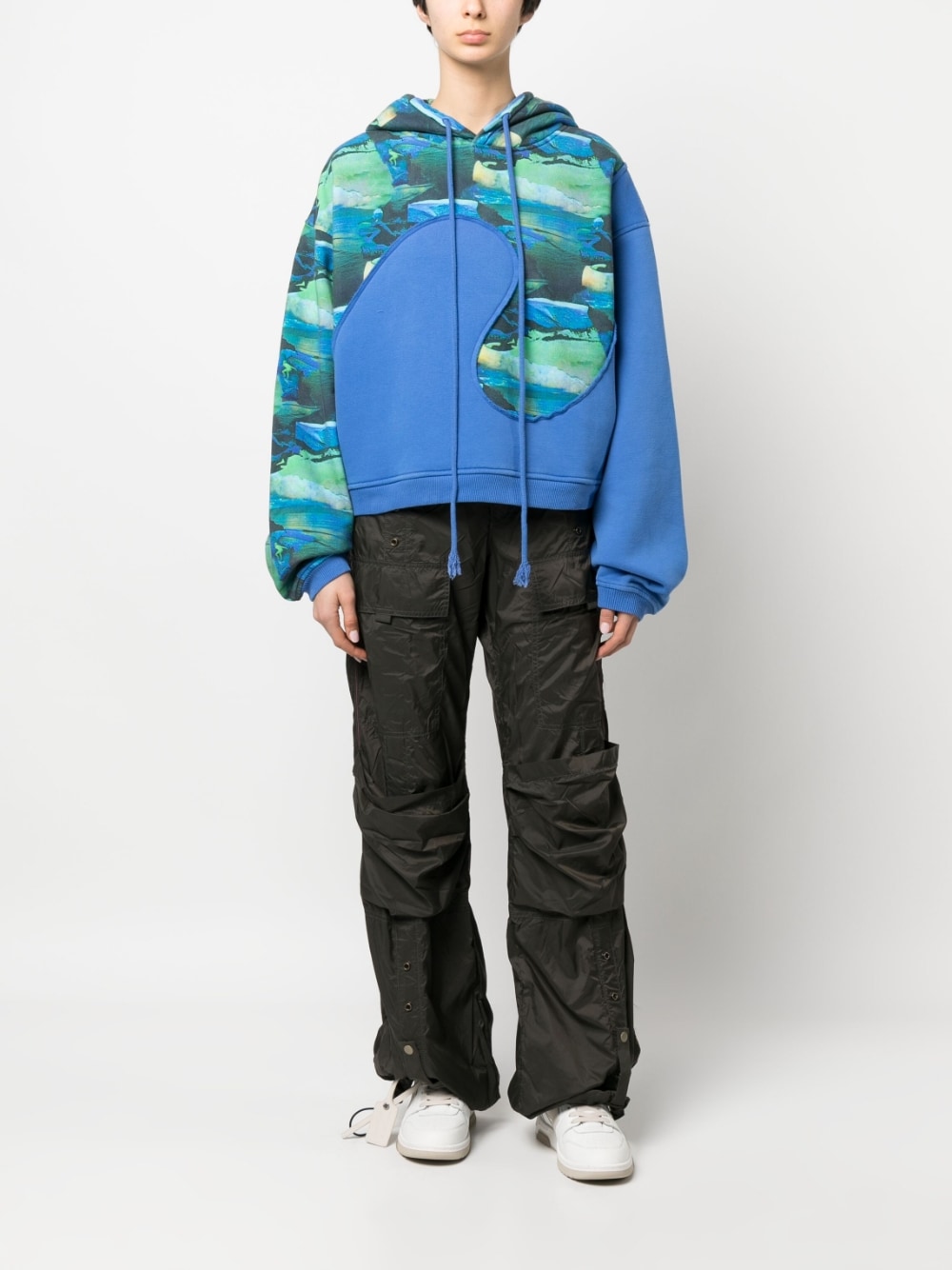 Unisex printed swirl fleece hoodie knit