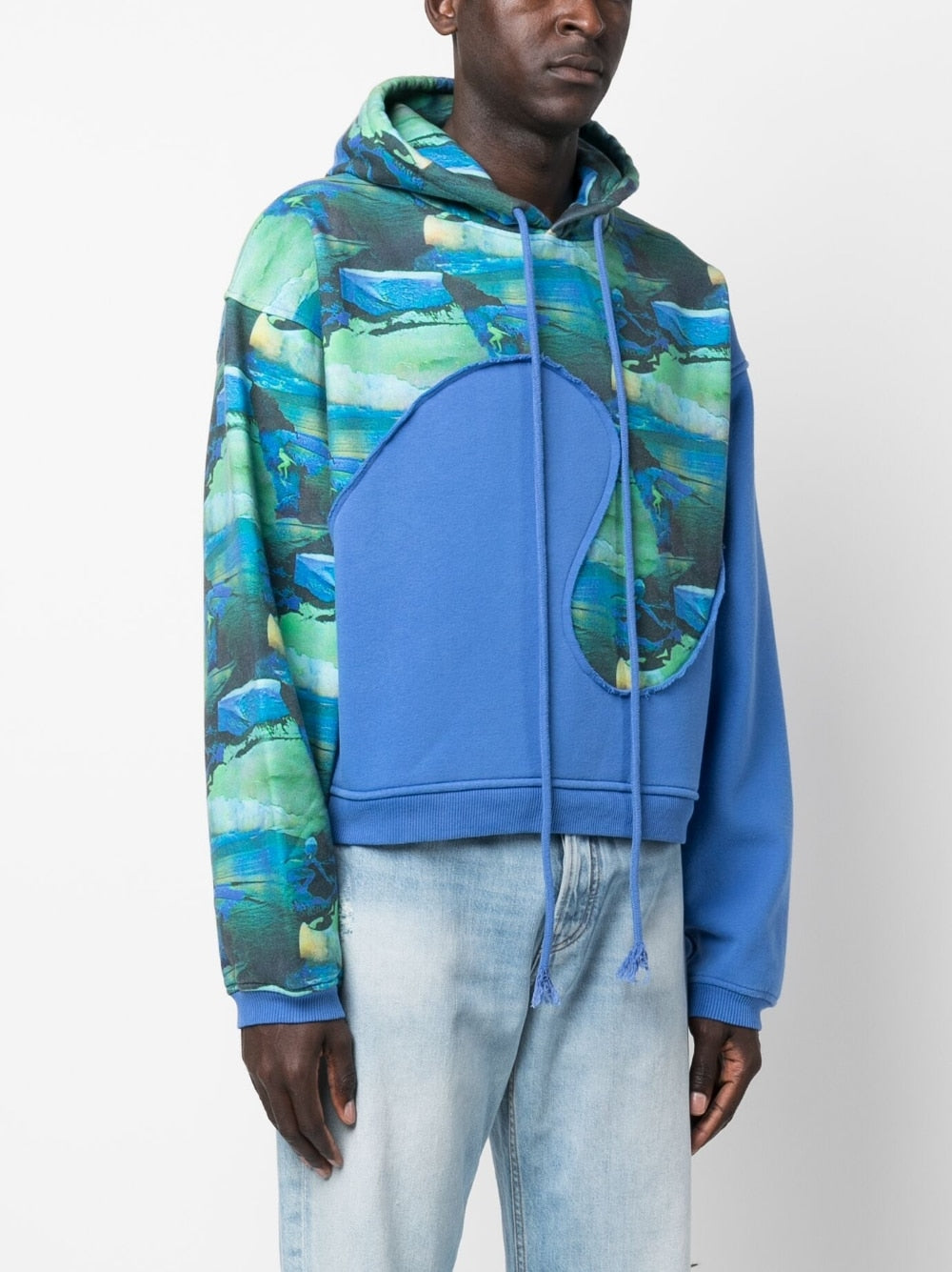 Unisex printed swirl fleece hoodie knit
