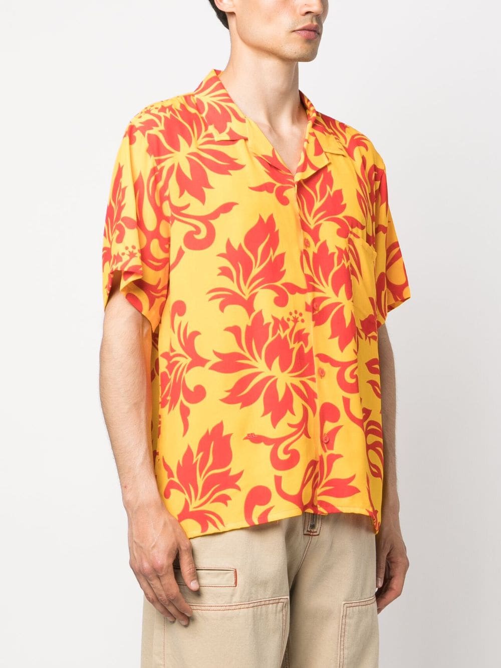 Unisex printed short sleeve shirt woven