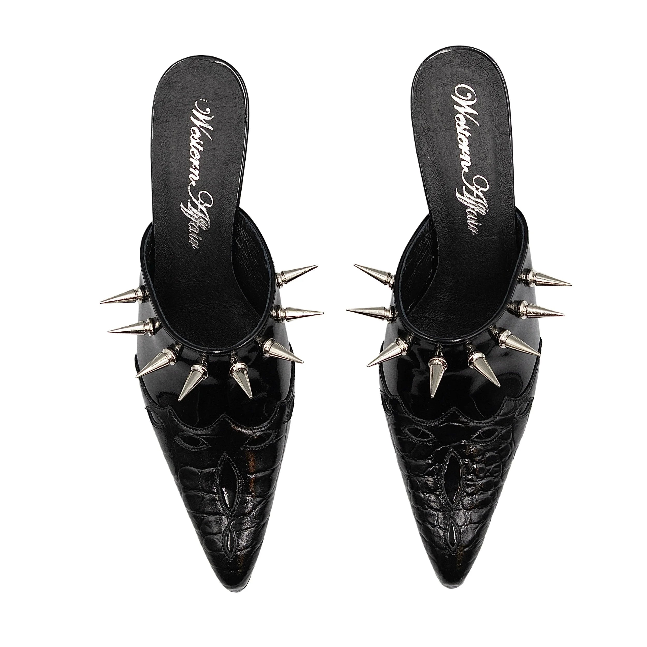 Black kitten mules