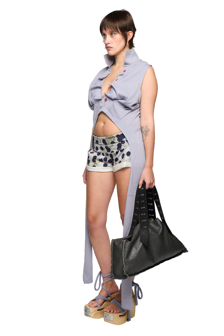 Backless polo shirt - grey
