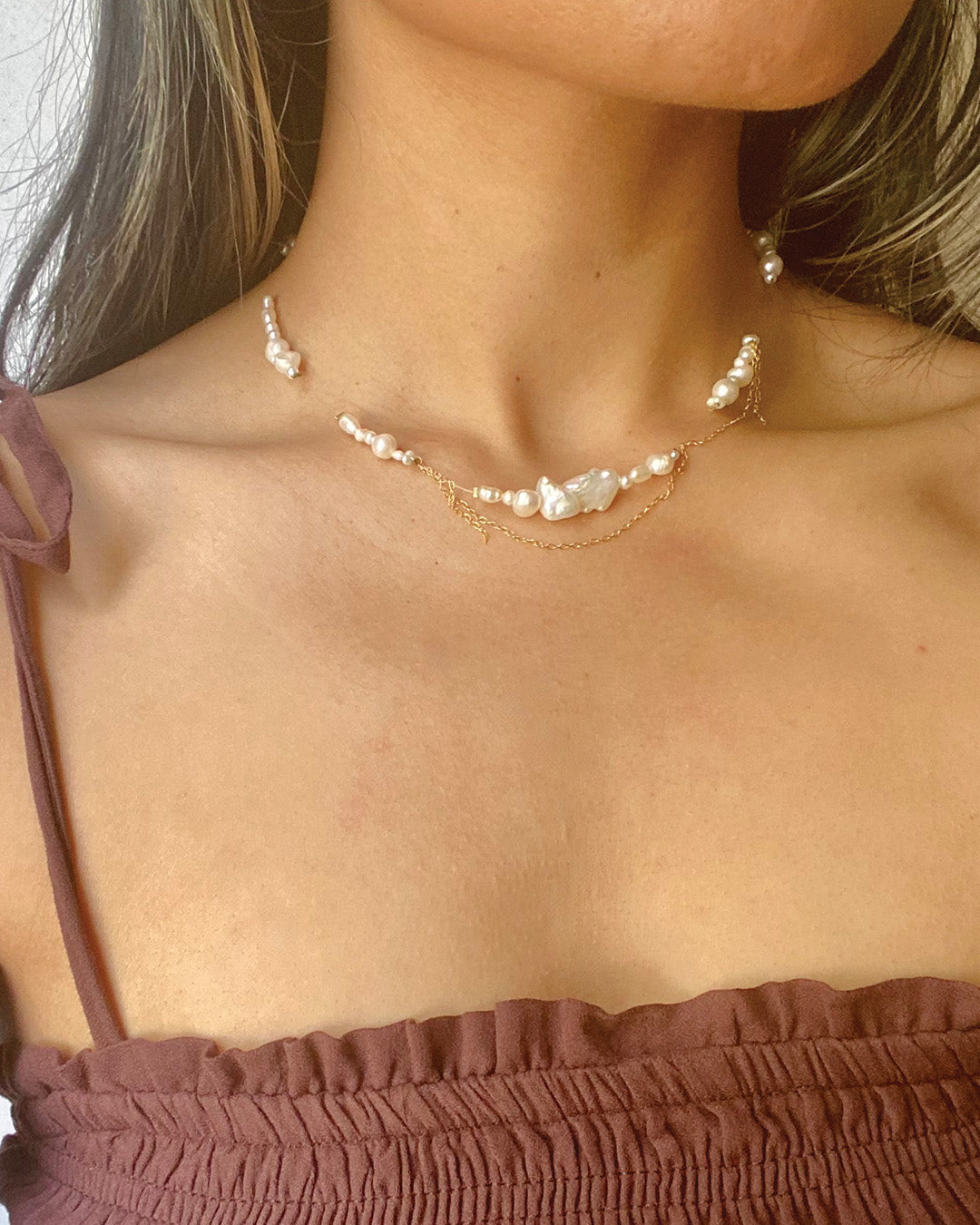 Flashing lights necklace - white/gold