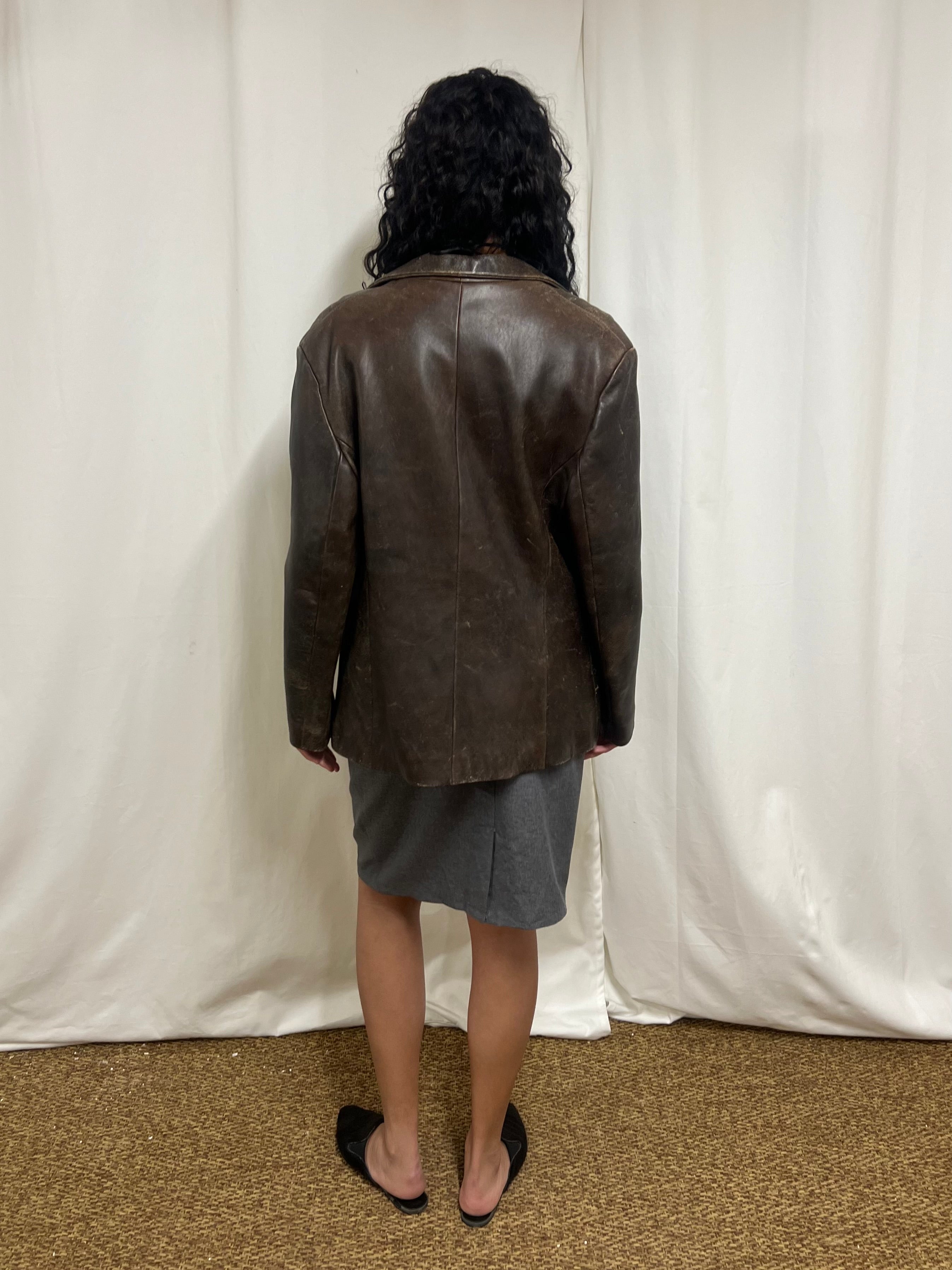 Aged leather jacket
