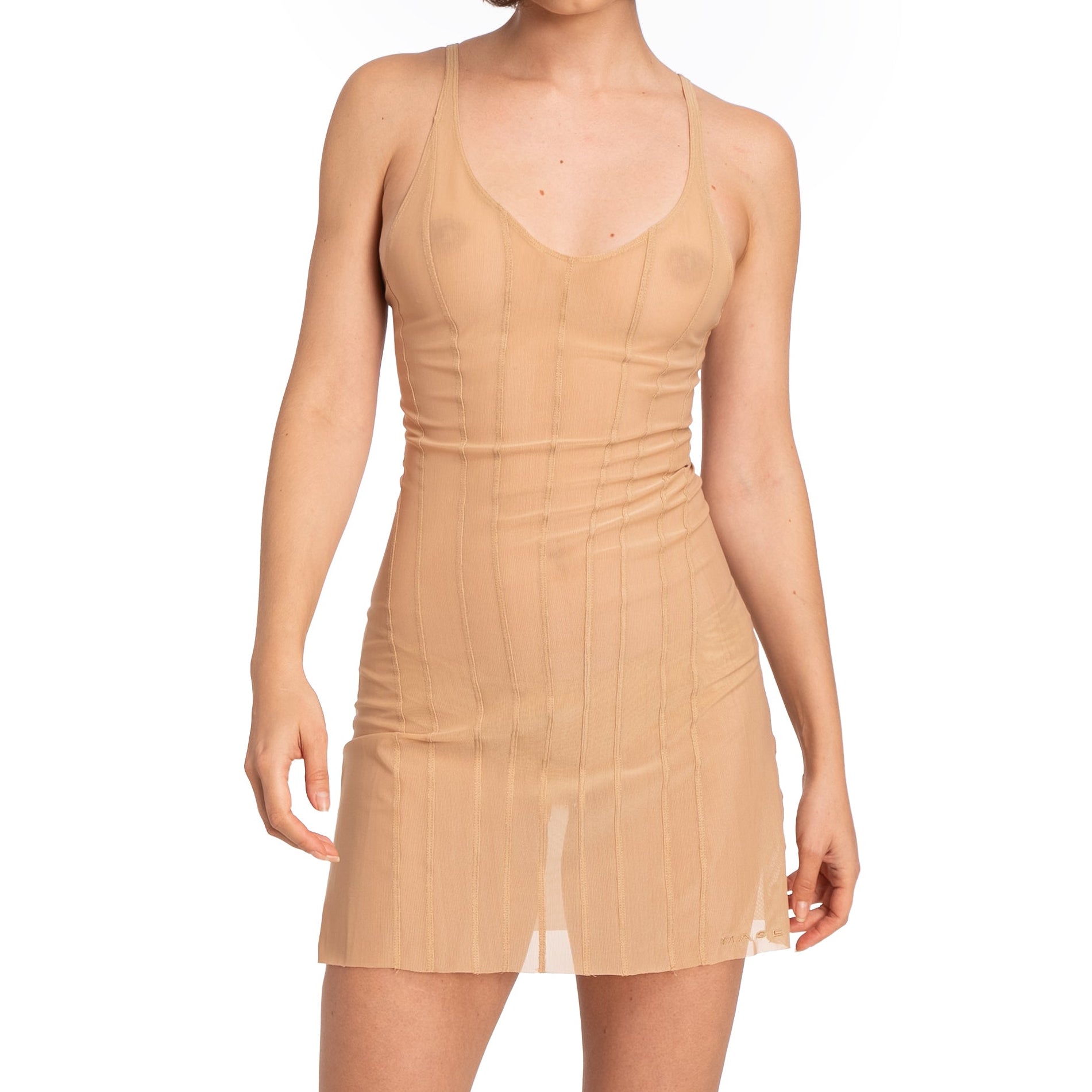 Twisted slip dress beige