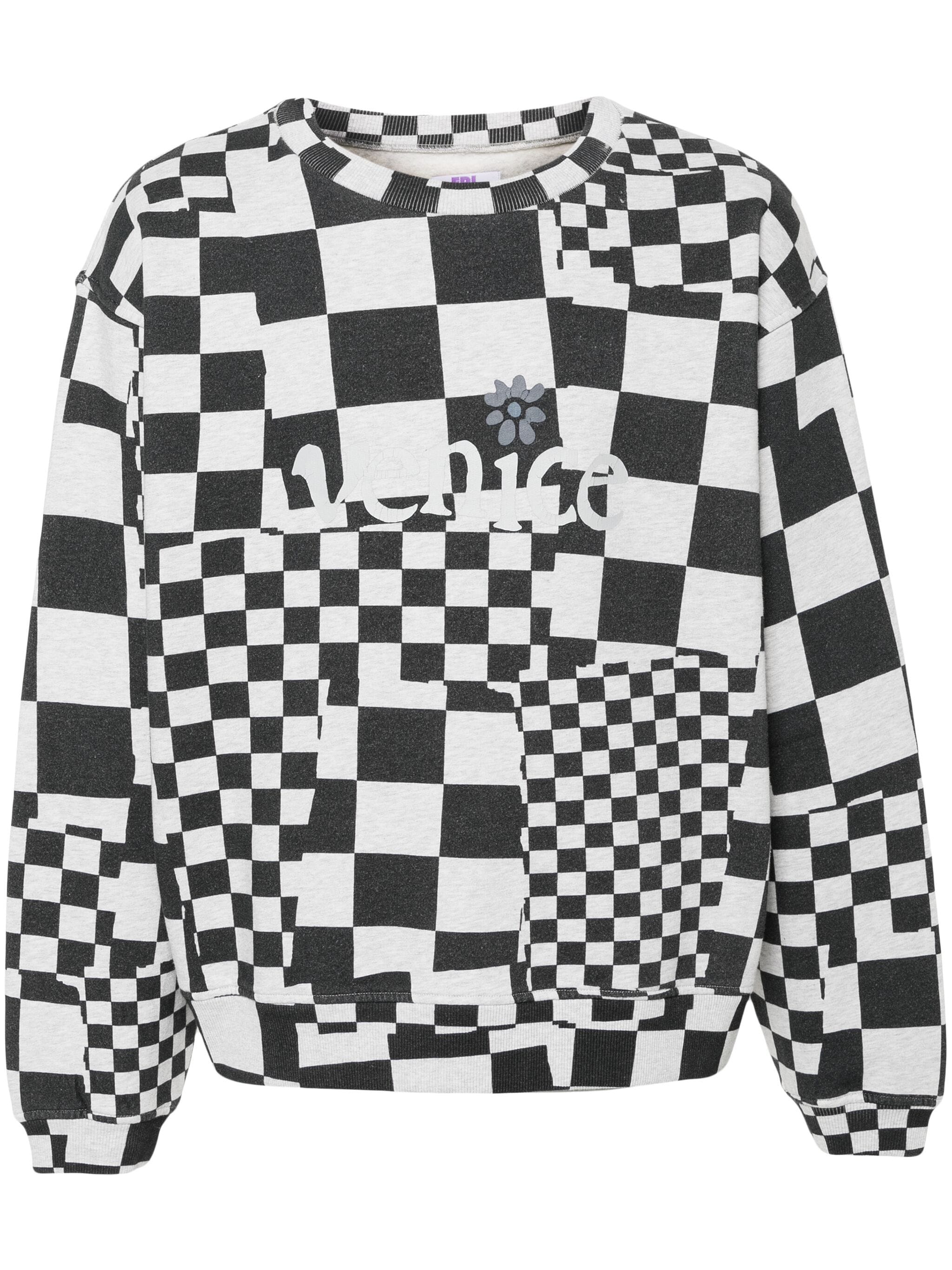Men venice checker crewneck knit