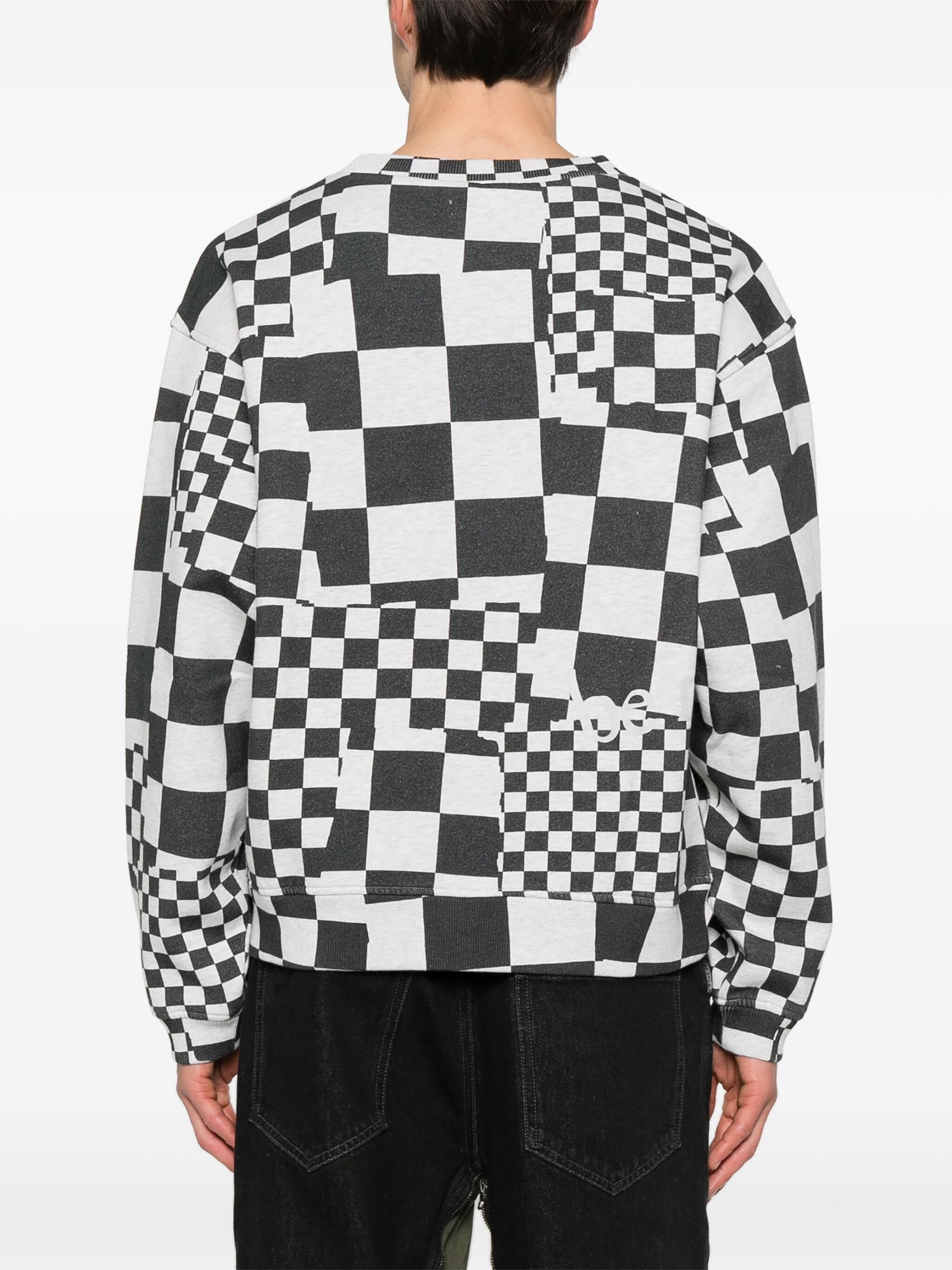 Men venice checker crewneck knit