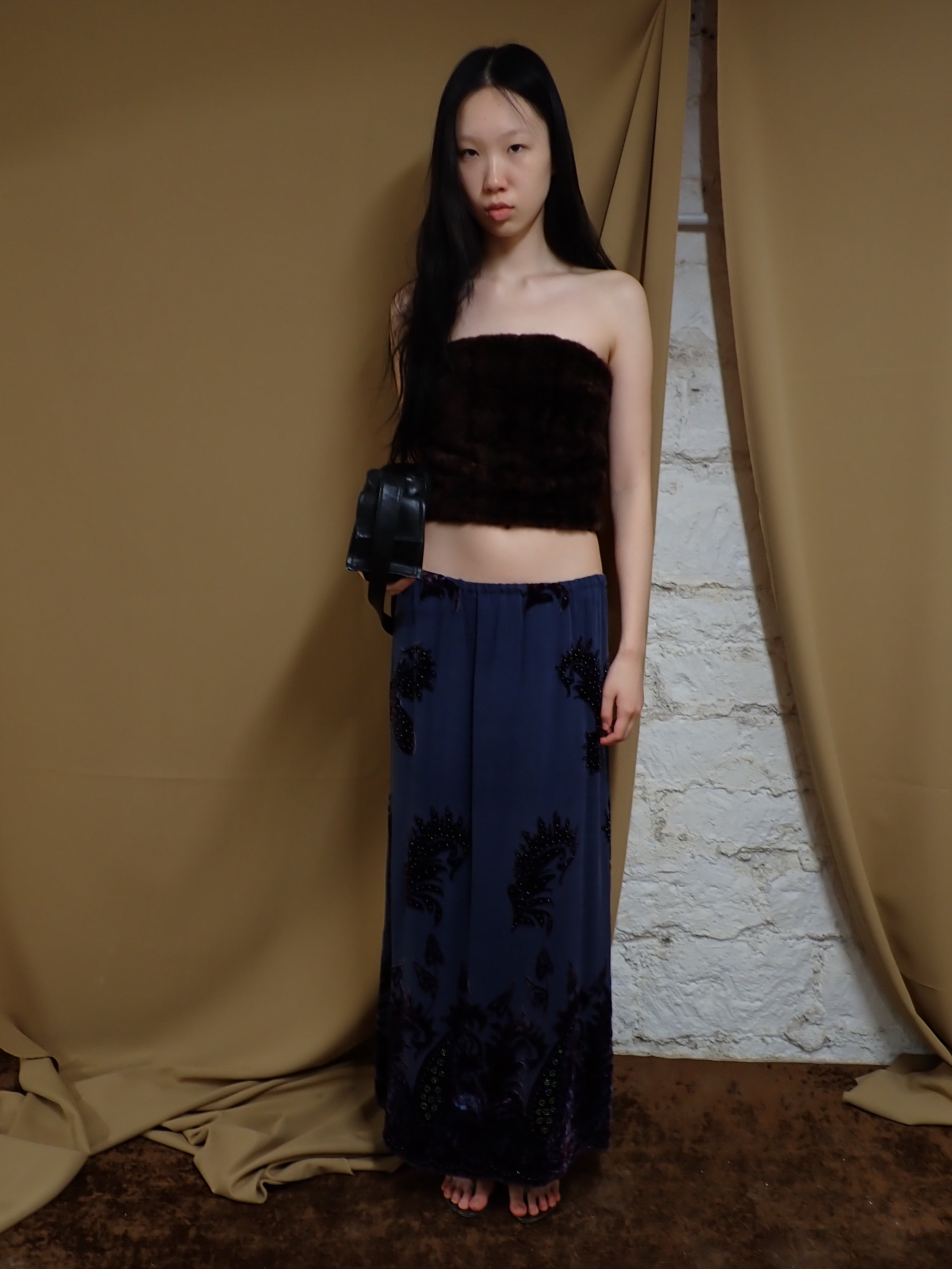 Velvet maxi skirt