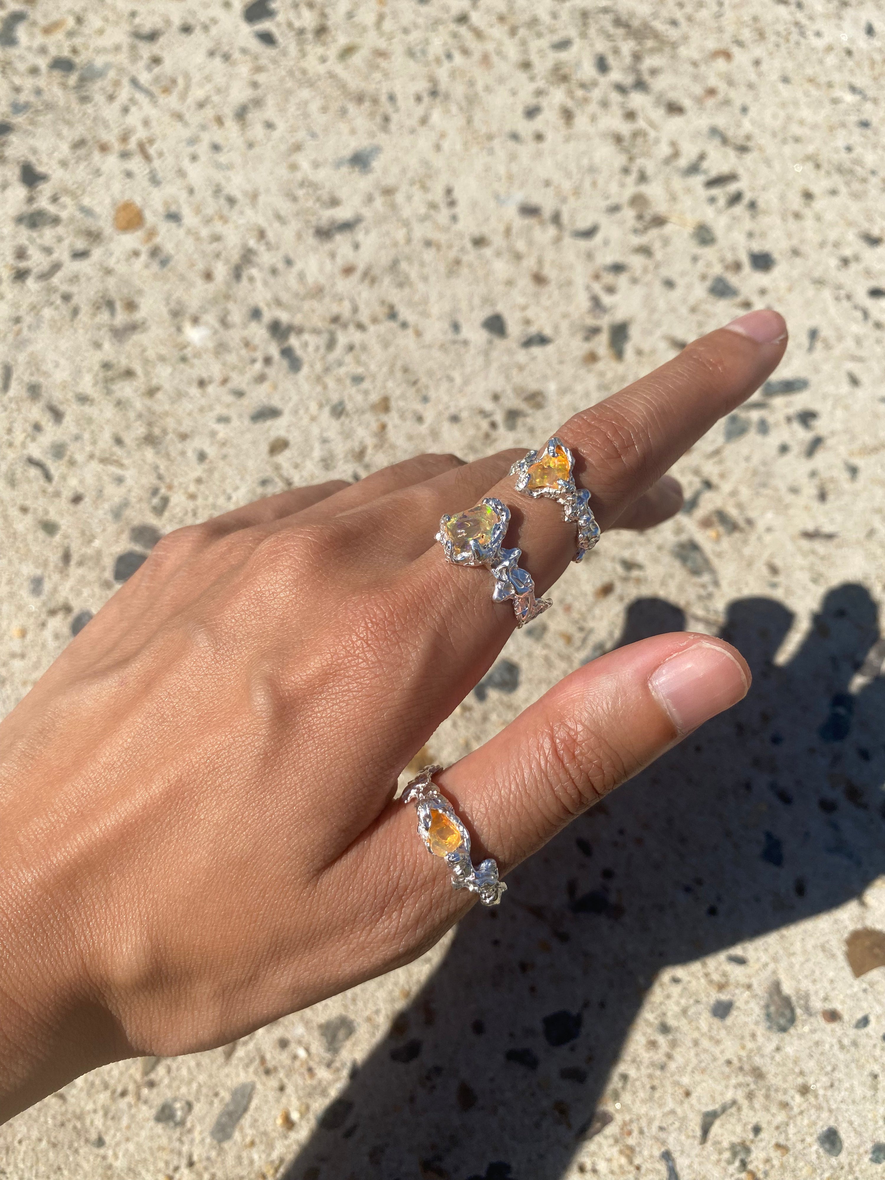 Ignite ring - mexican opal - yellow/silver