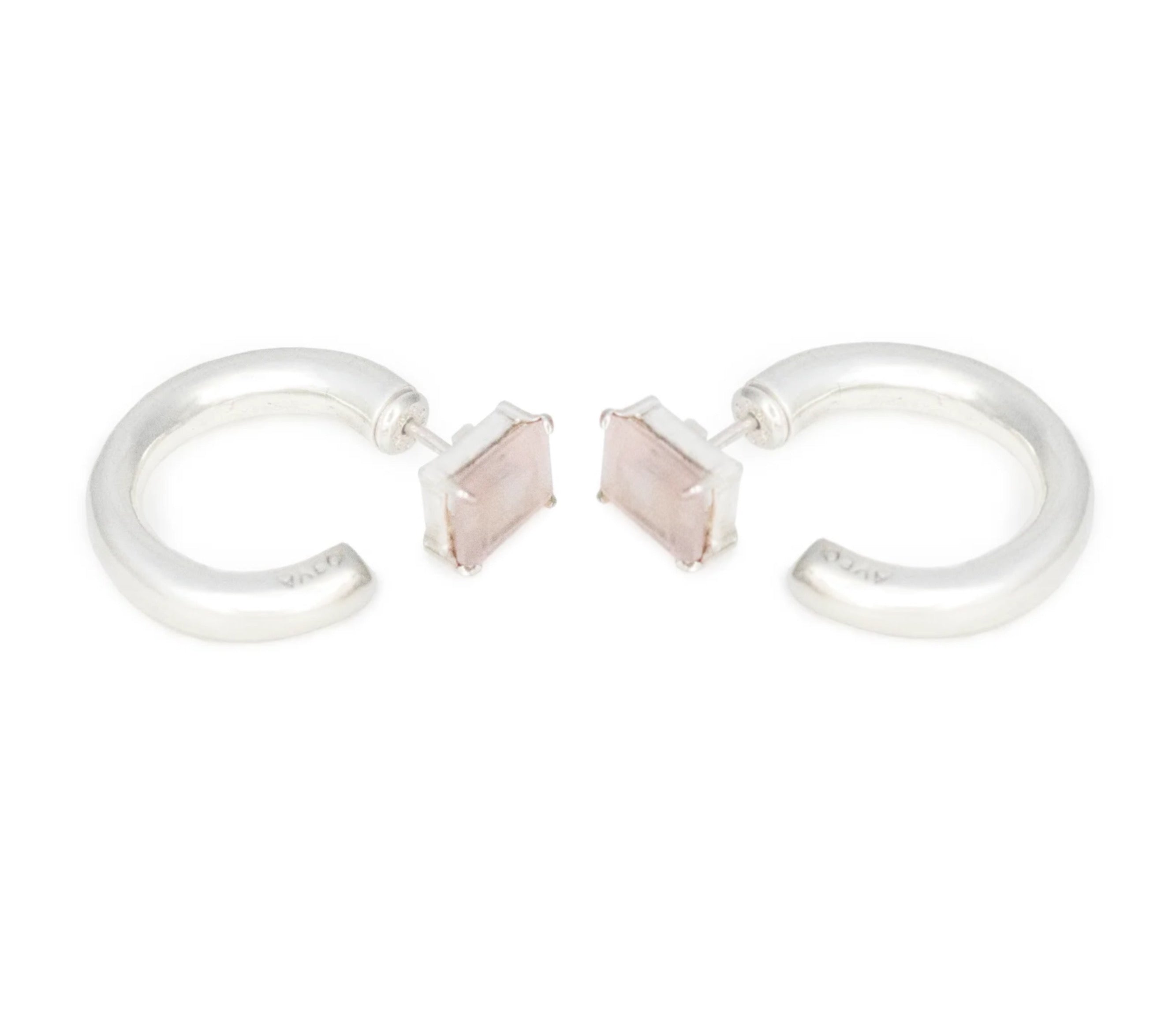 Hoop & stud pink quartz