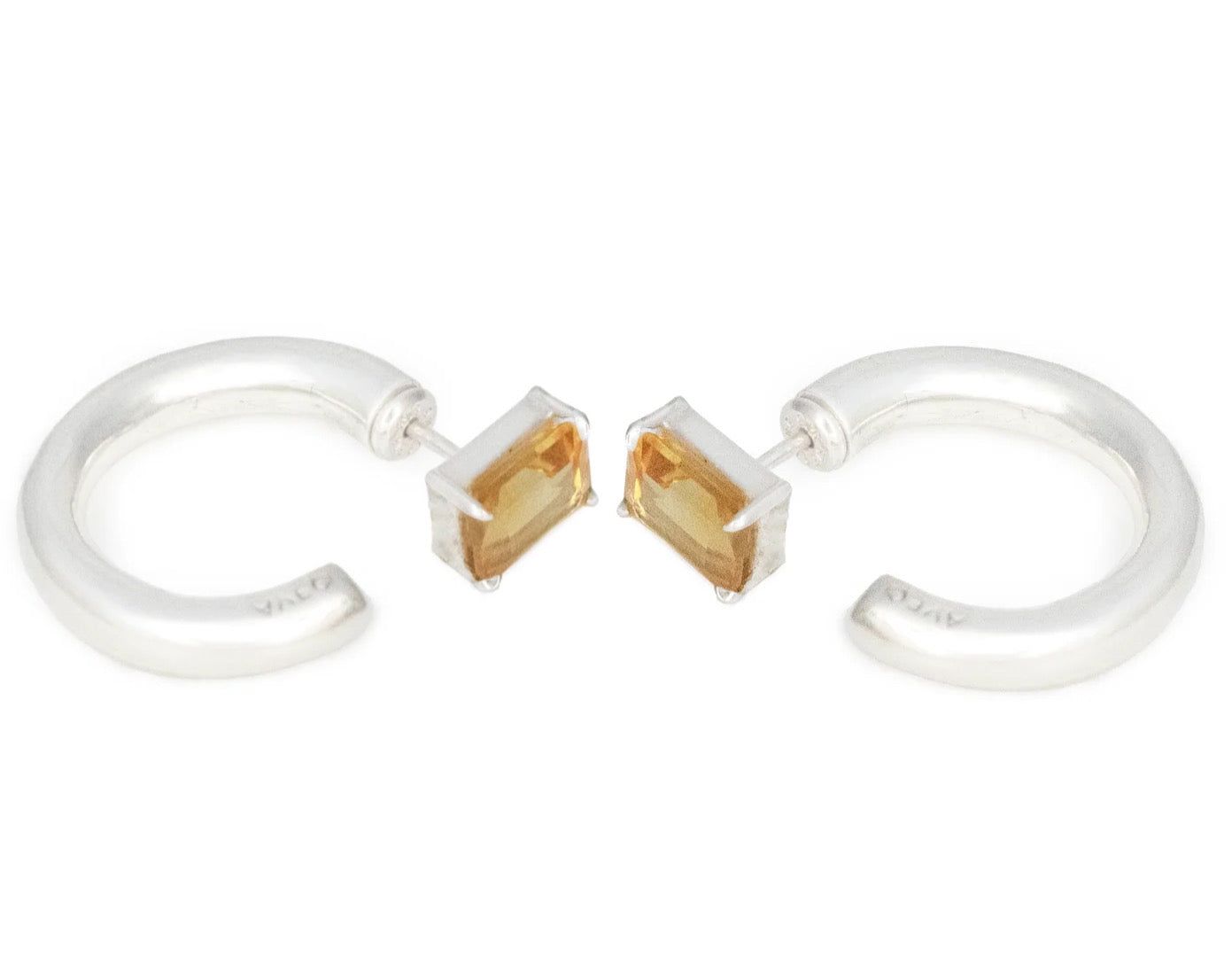 Hoop & lemon quartz stud