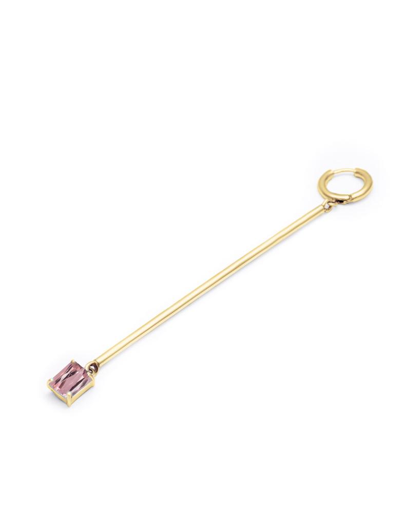 Bar & pink quartz loa hoop