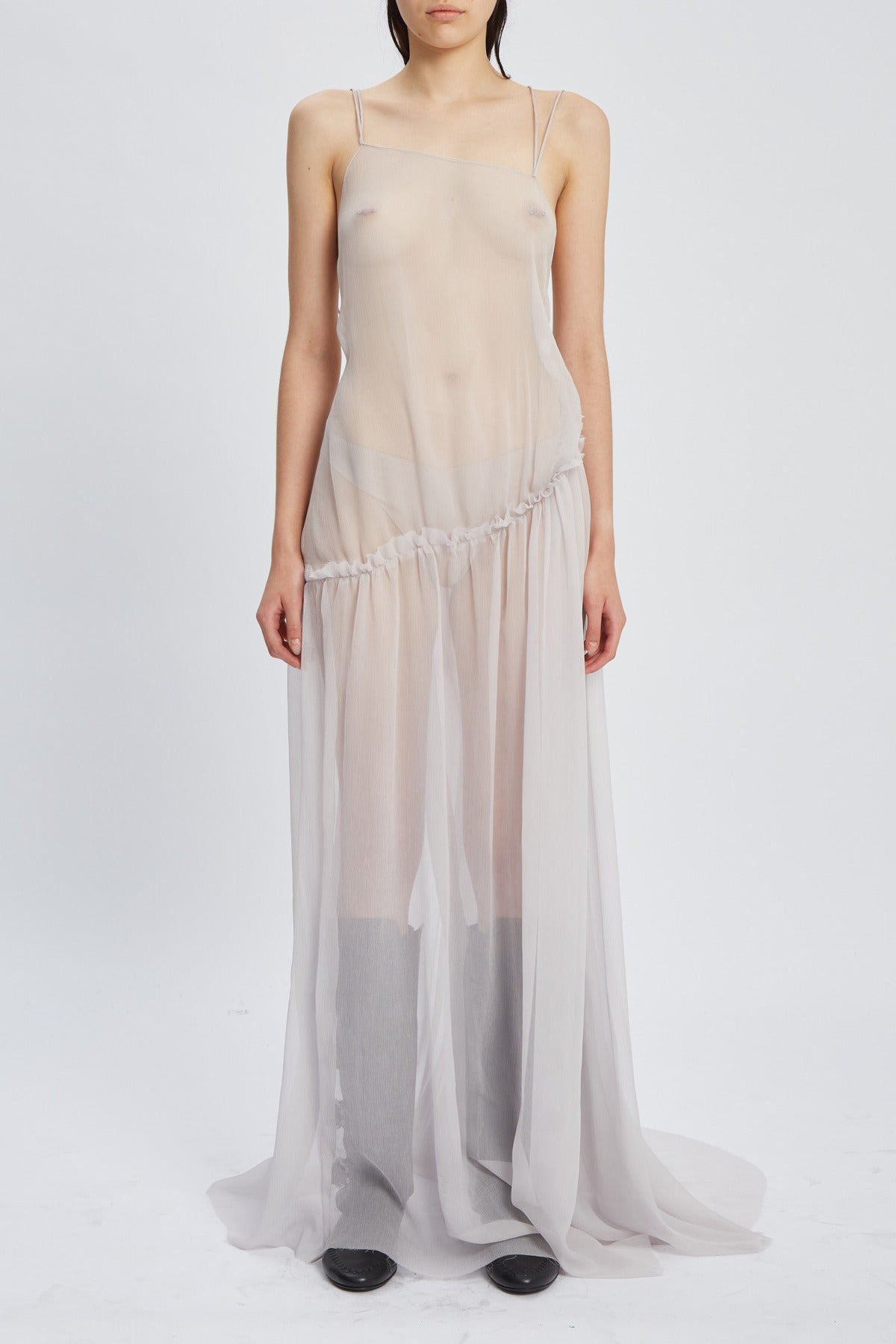 Neta long deconstructed dress with asymmetric back
