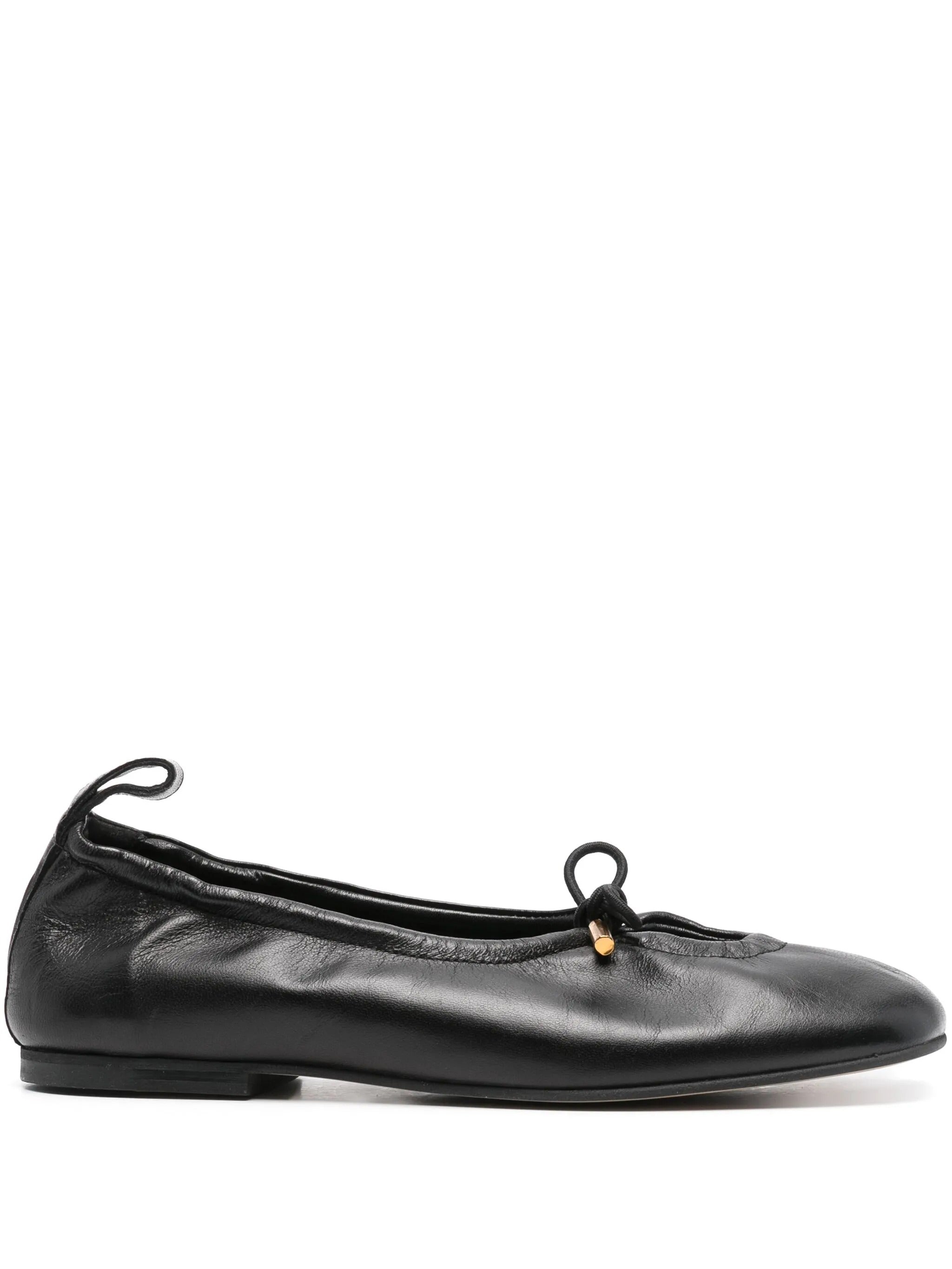 Rosalind black leather ballet flats