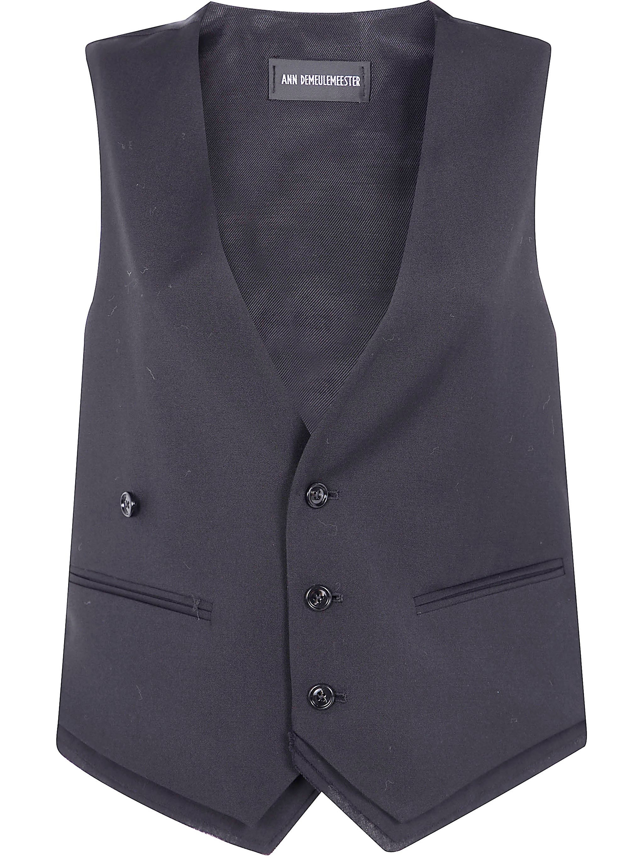 Janessa twisted clousure waistcoat with raw edge cotton detail