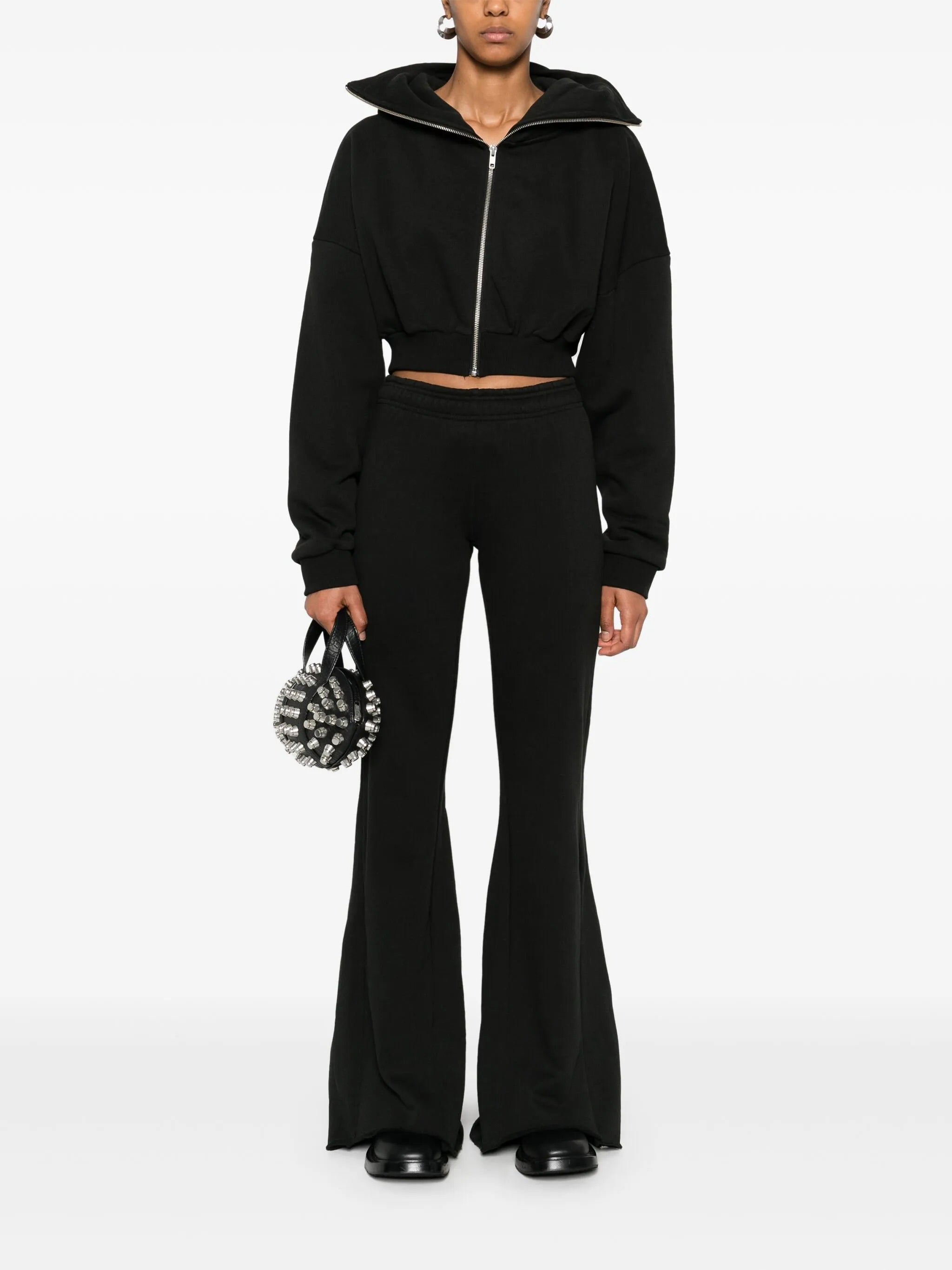 Cropped full zip soot