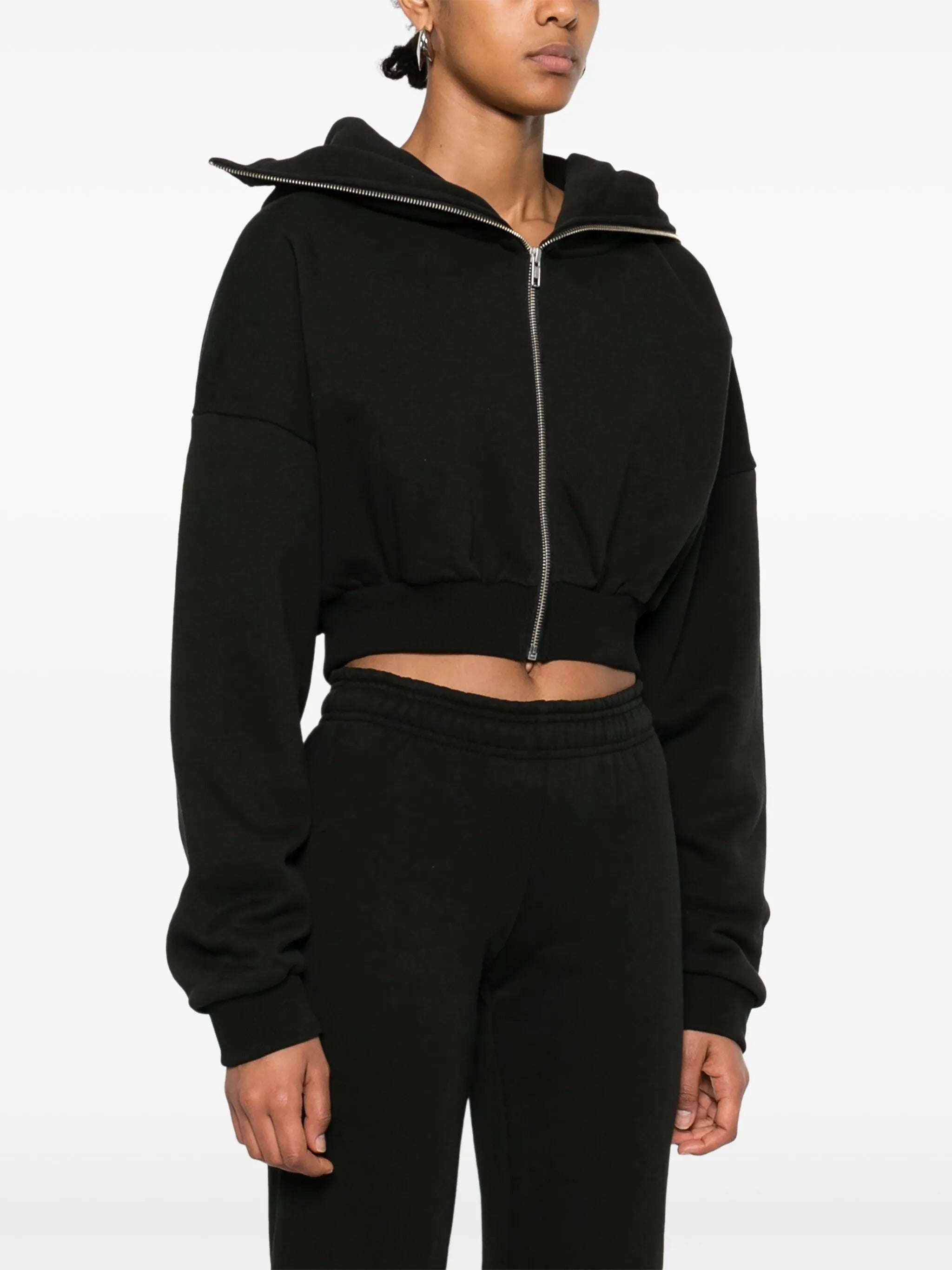 Cropped full zip soot