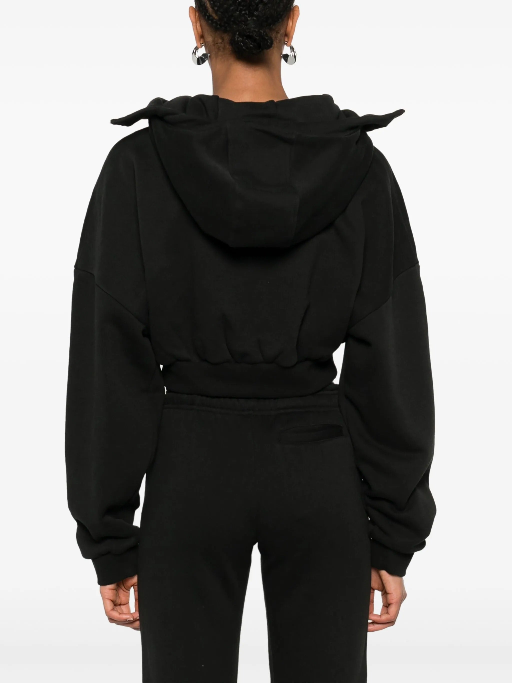 Cropped full zip soot