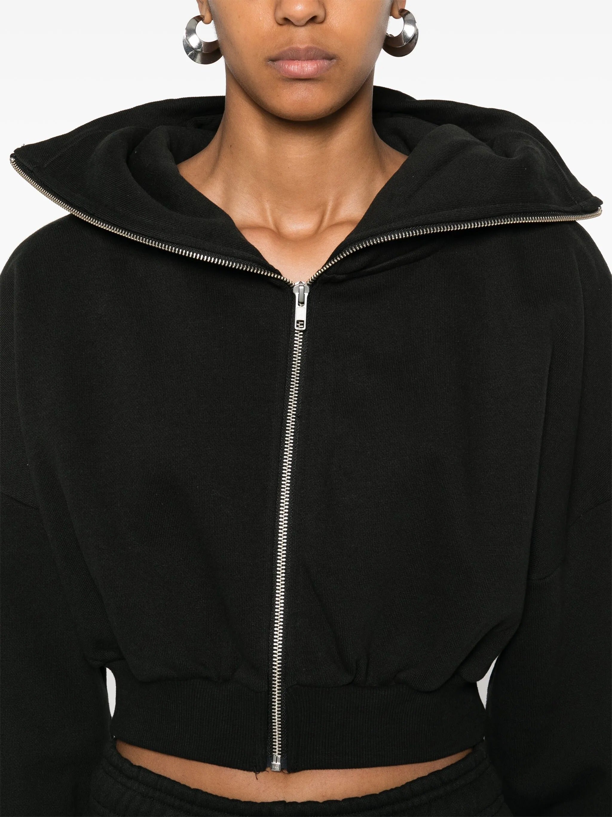 Cropped full zip soot