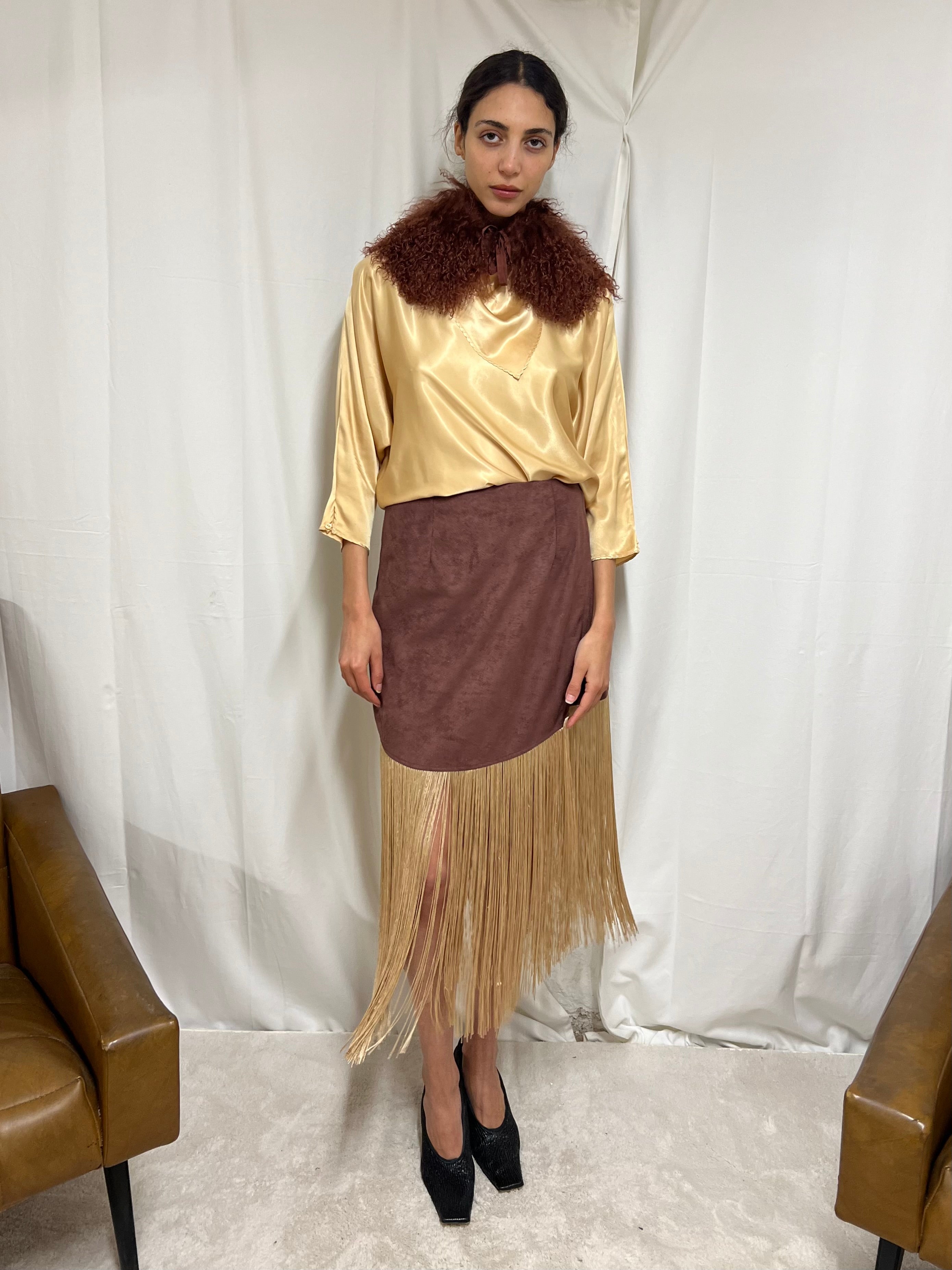 Alcantara fringes skirt