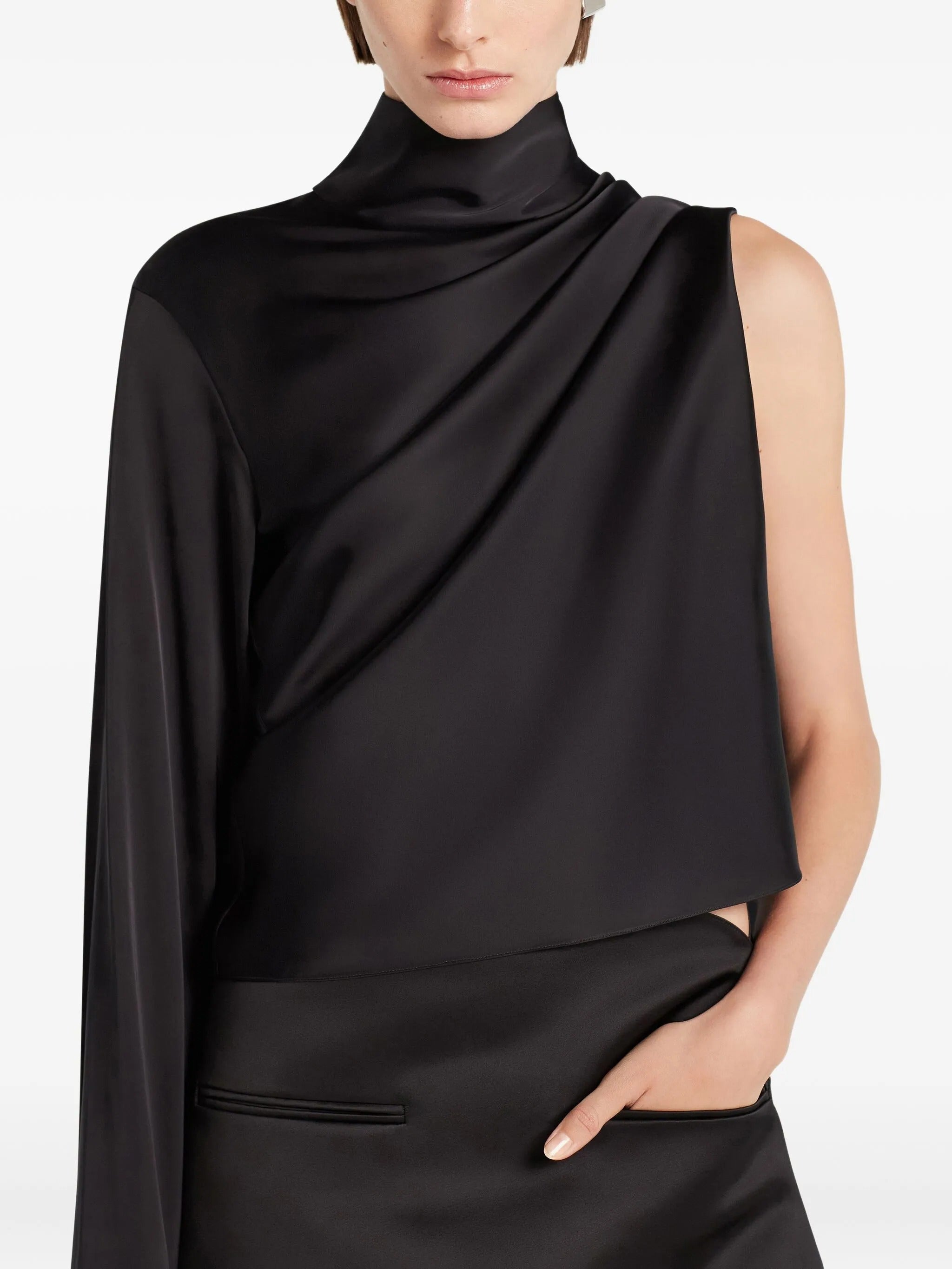 Off-shoulder satin top