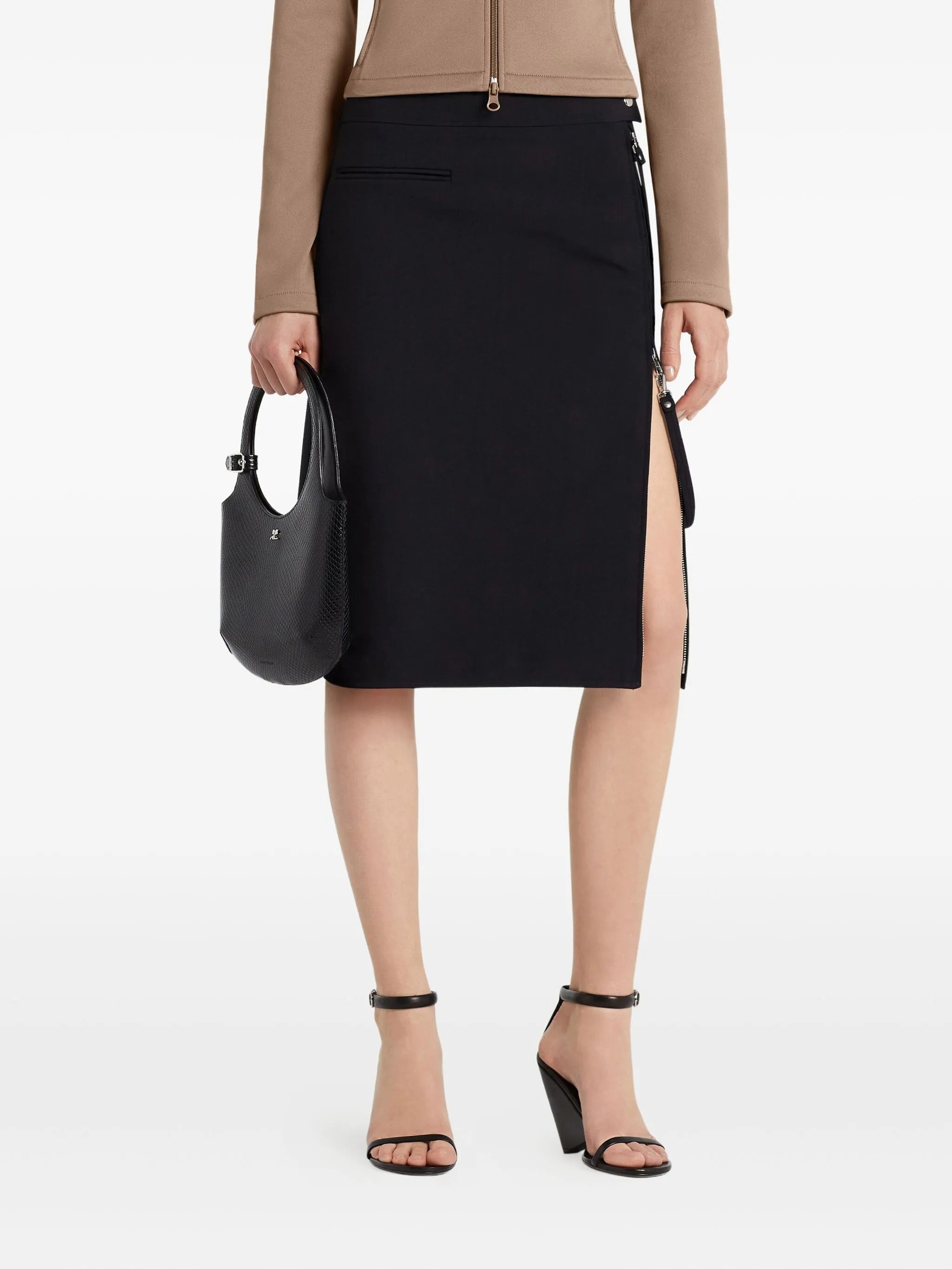 Zipped heritage crepe skirt