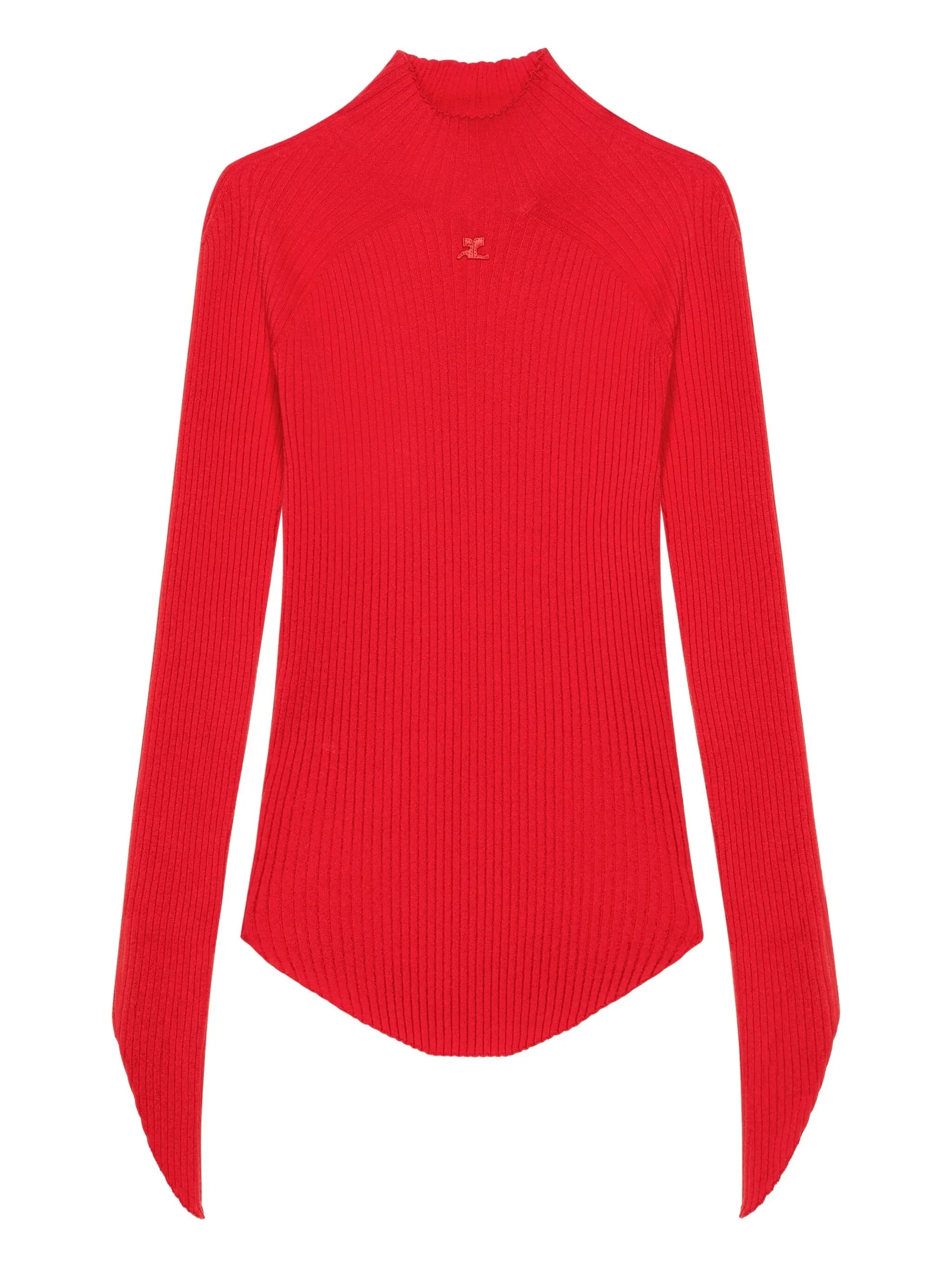 Circle rib knit mockneck sweater