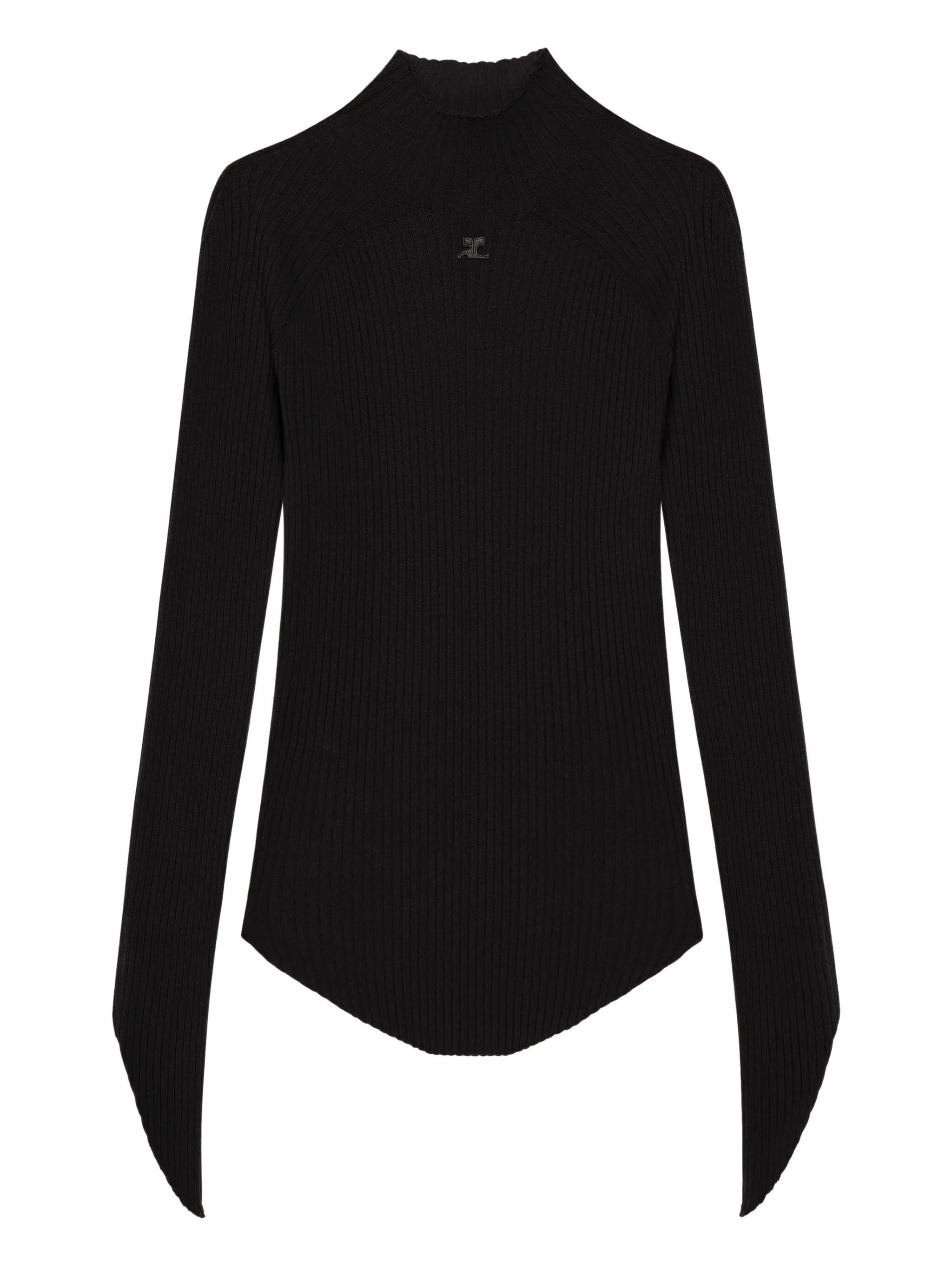 Circle rib knit mockneck sweater