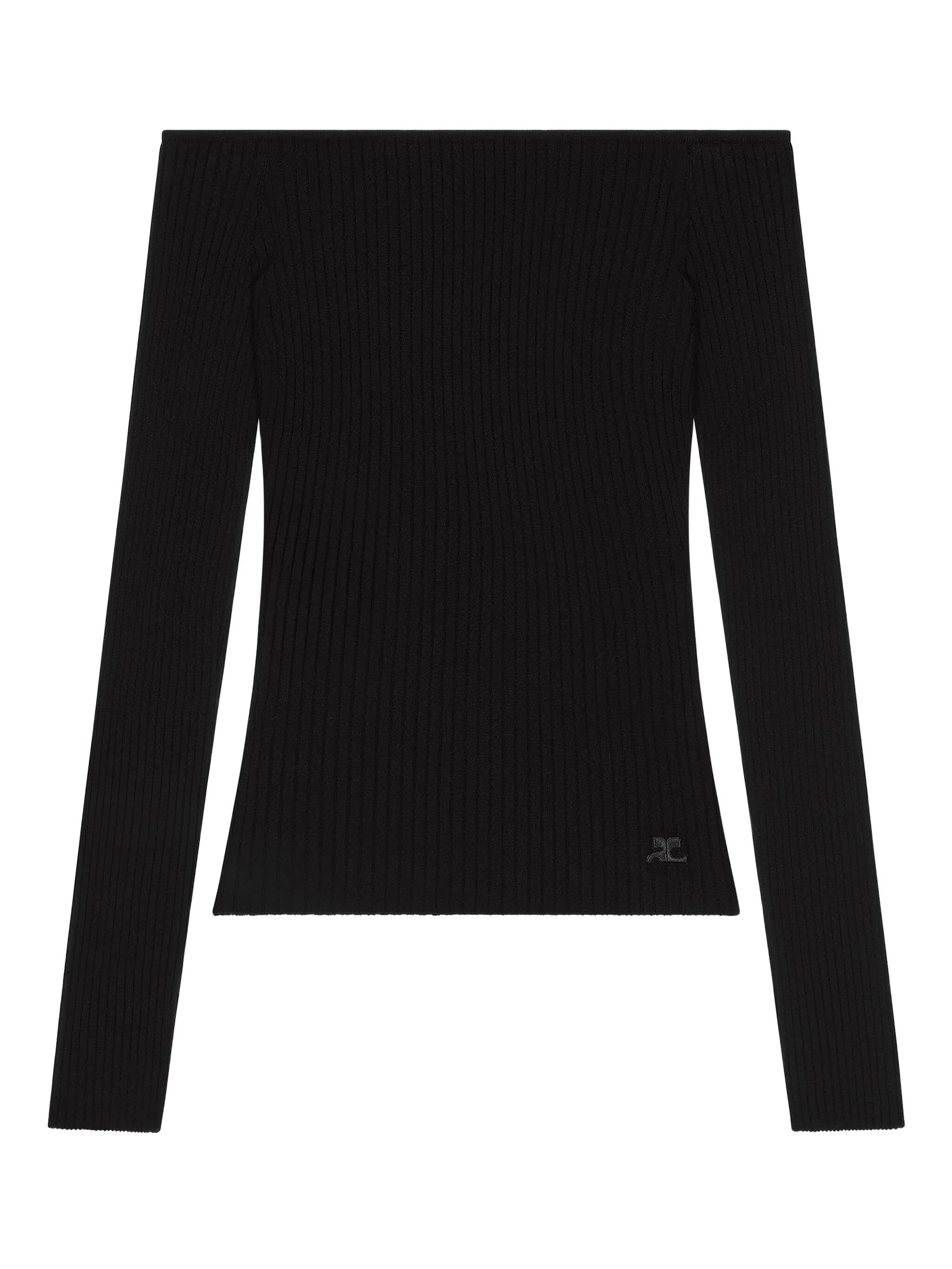 Off shoulder rib knit top