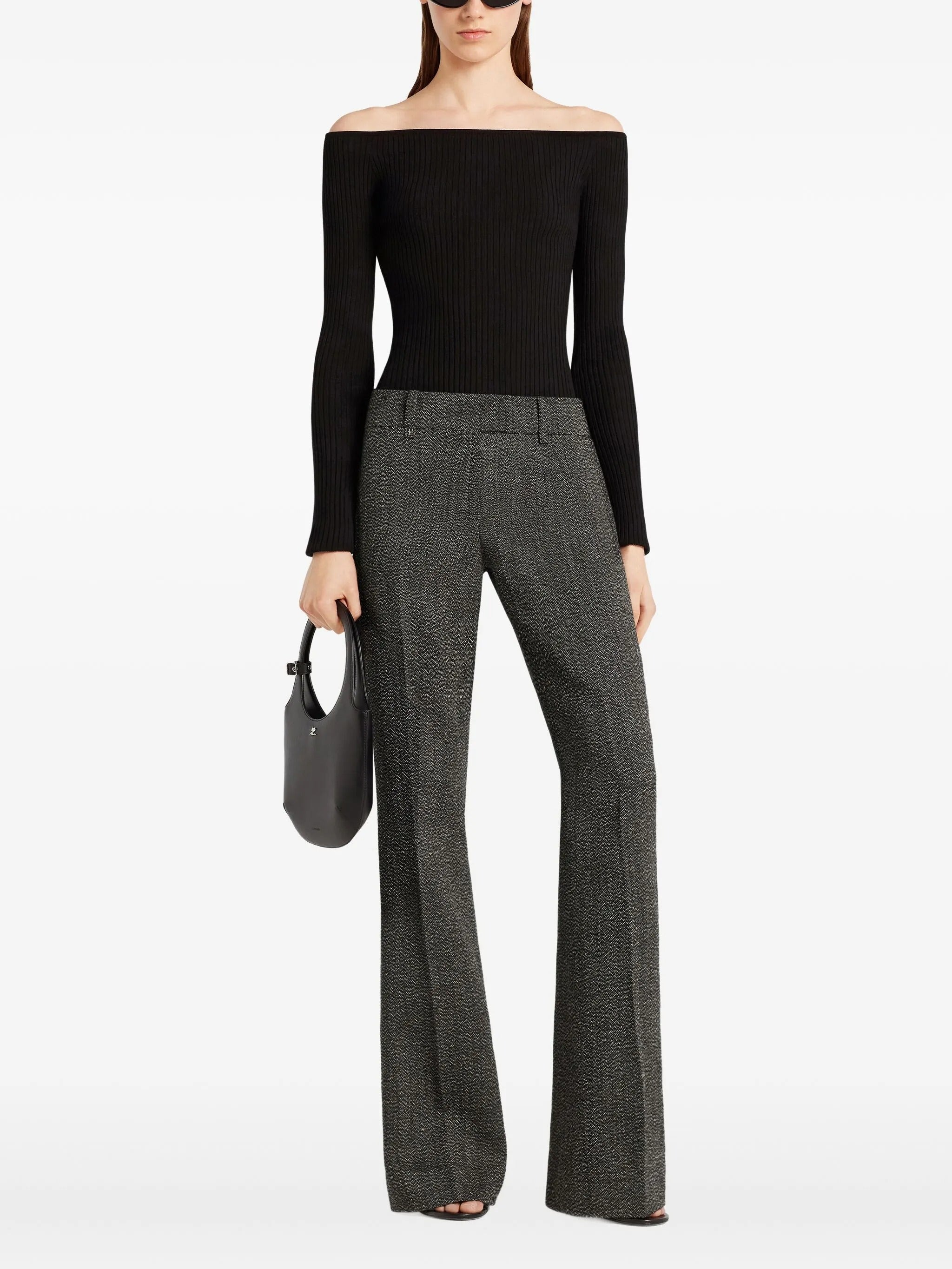 Off shoulder rib knit top
