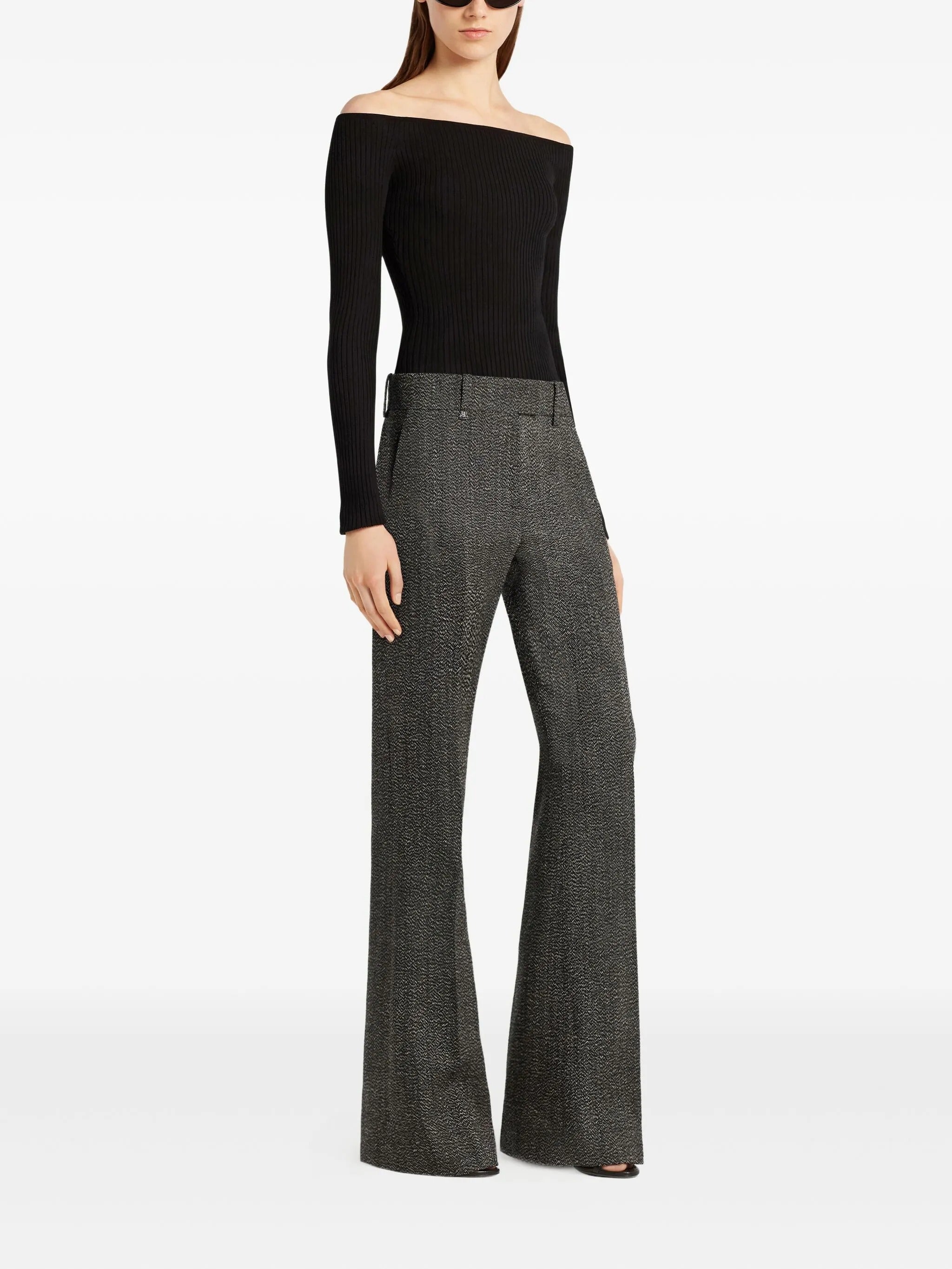 Off shoulder rib knit top
