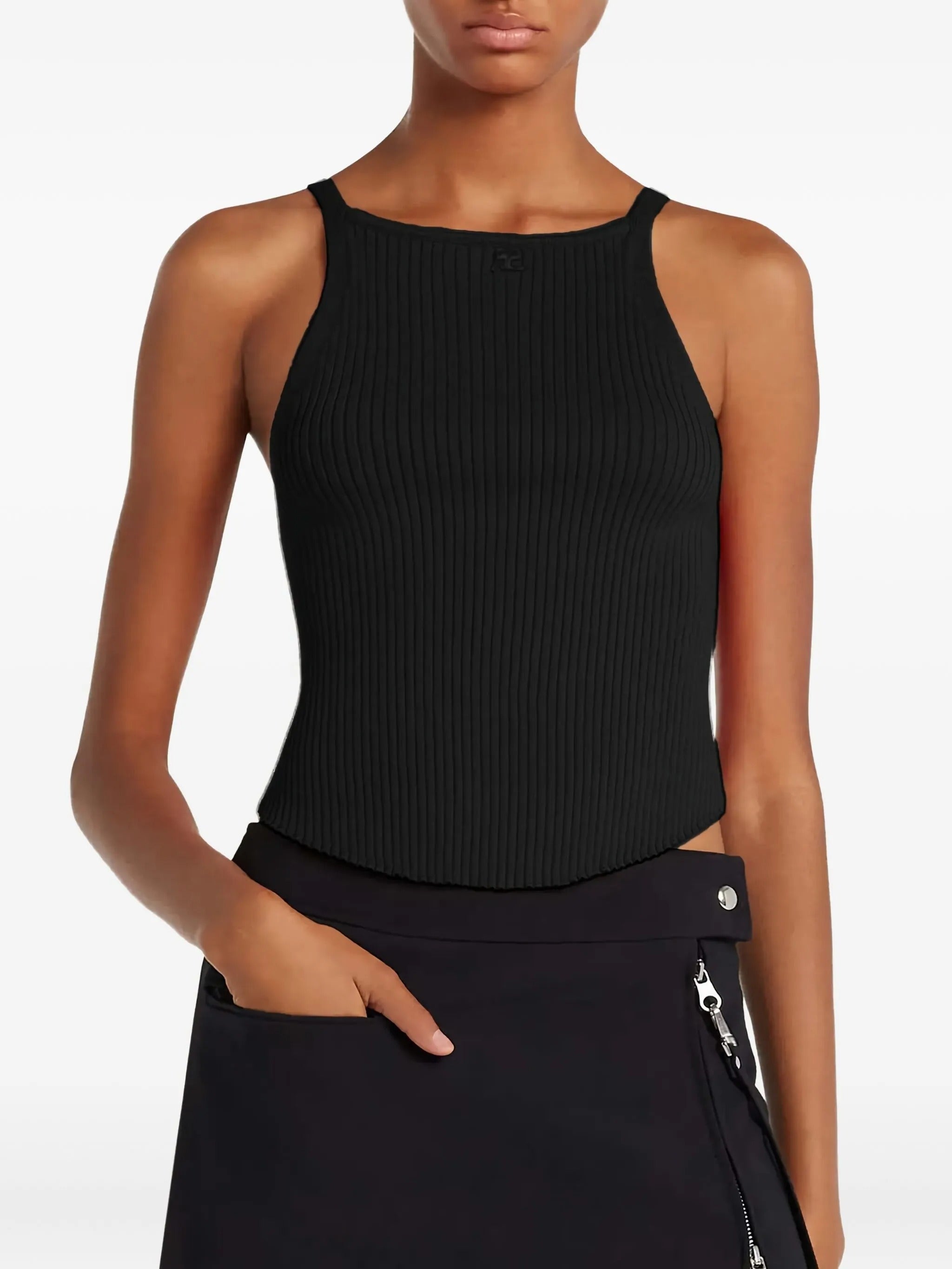 Circle rib knit top