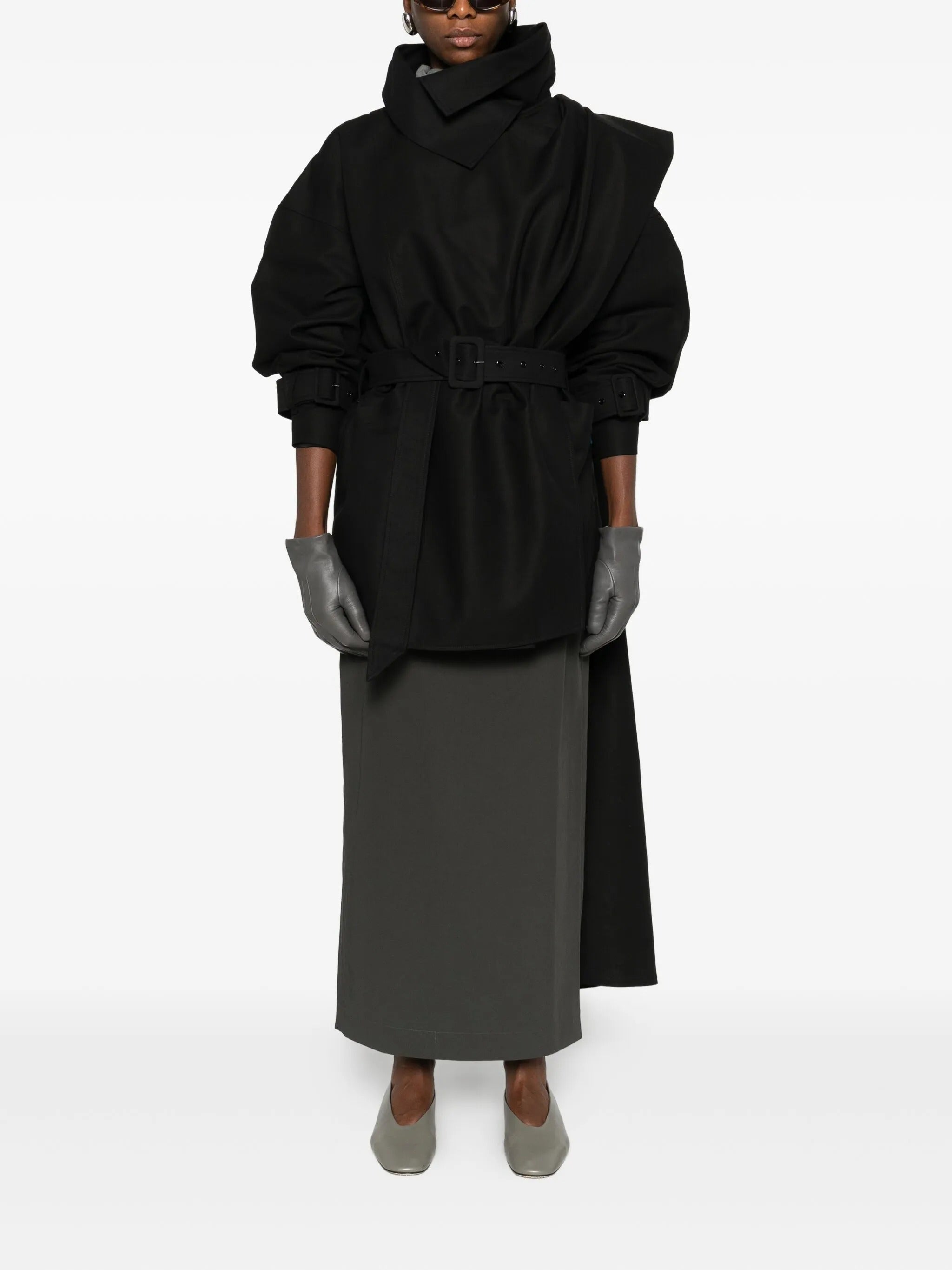 Mini scarfcoat black