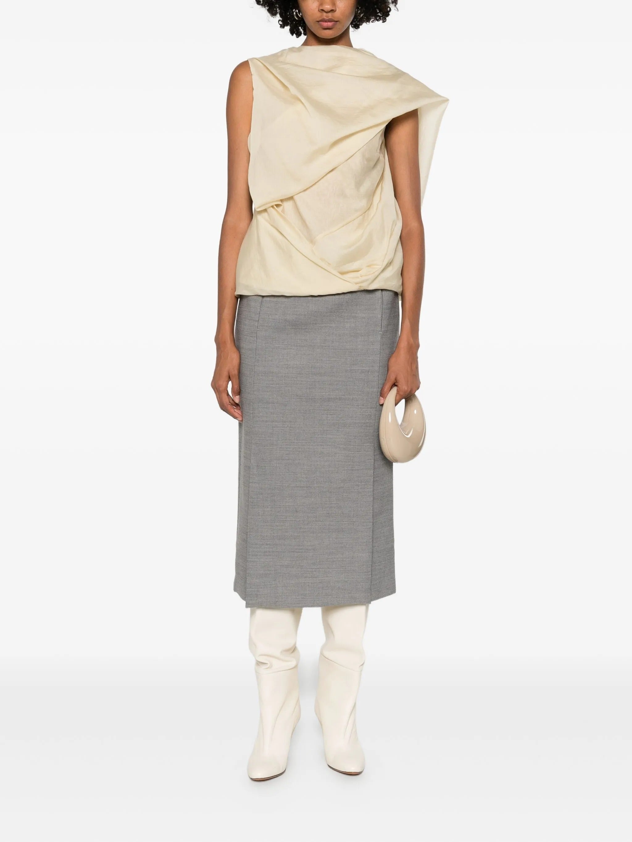 Side drape top soft tan