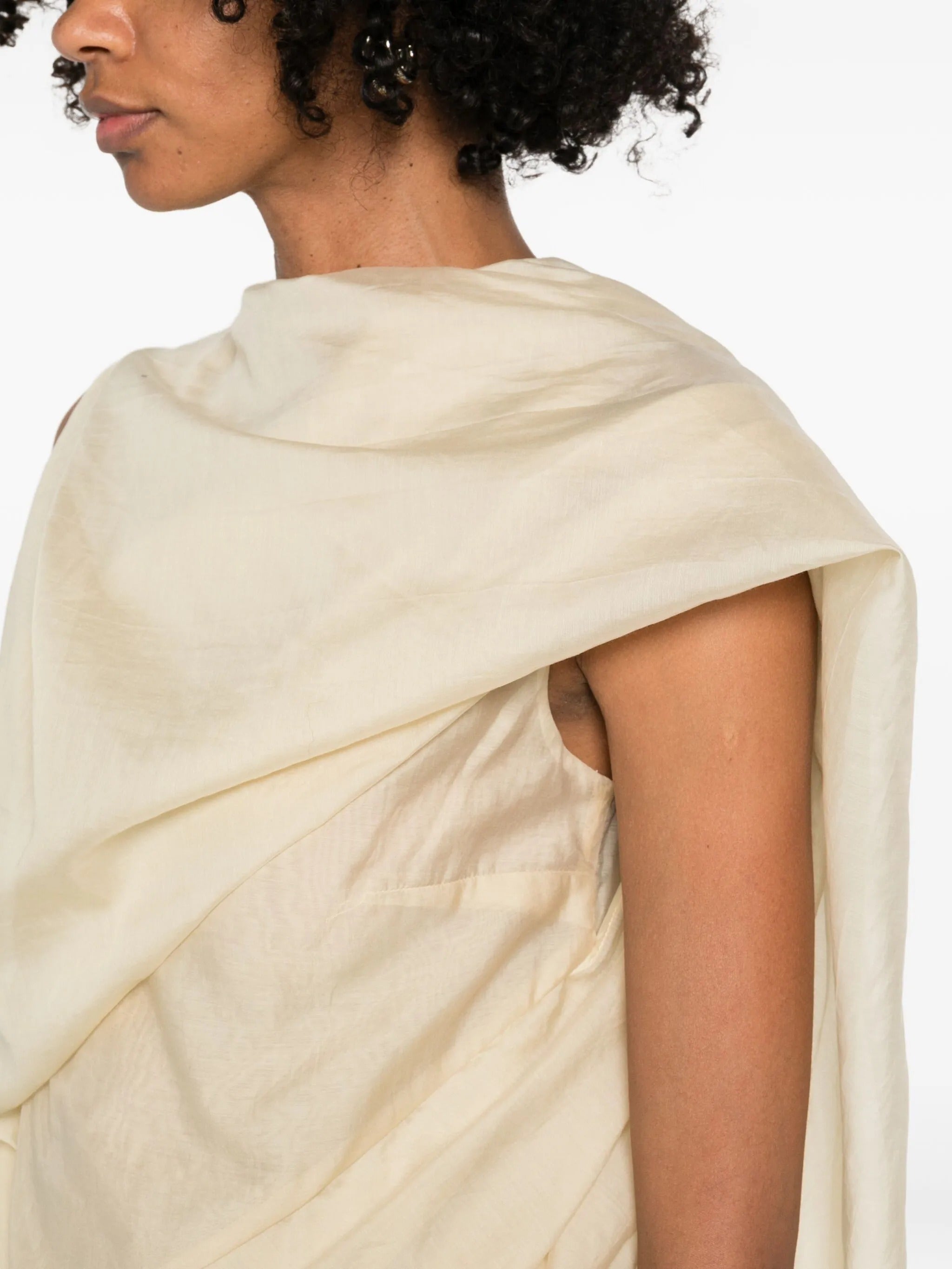 Side drape top soft tan