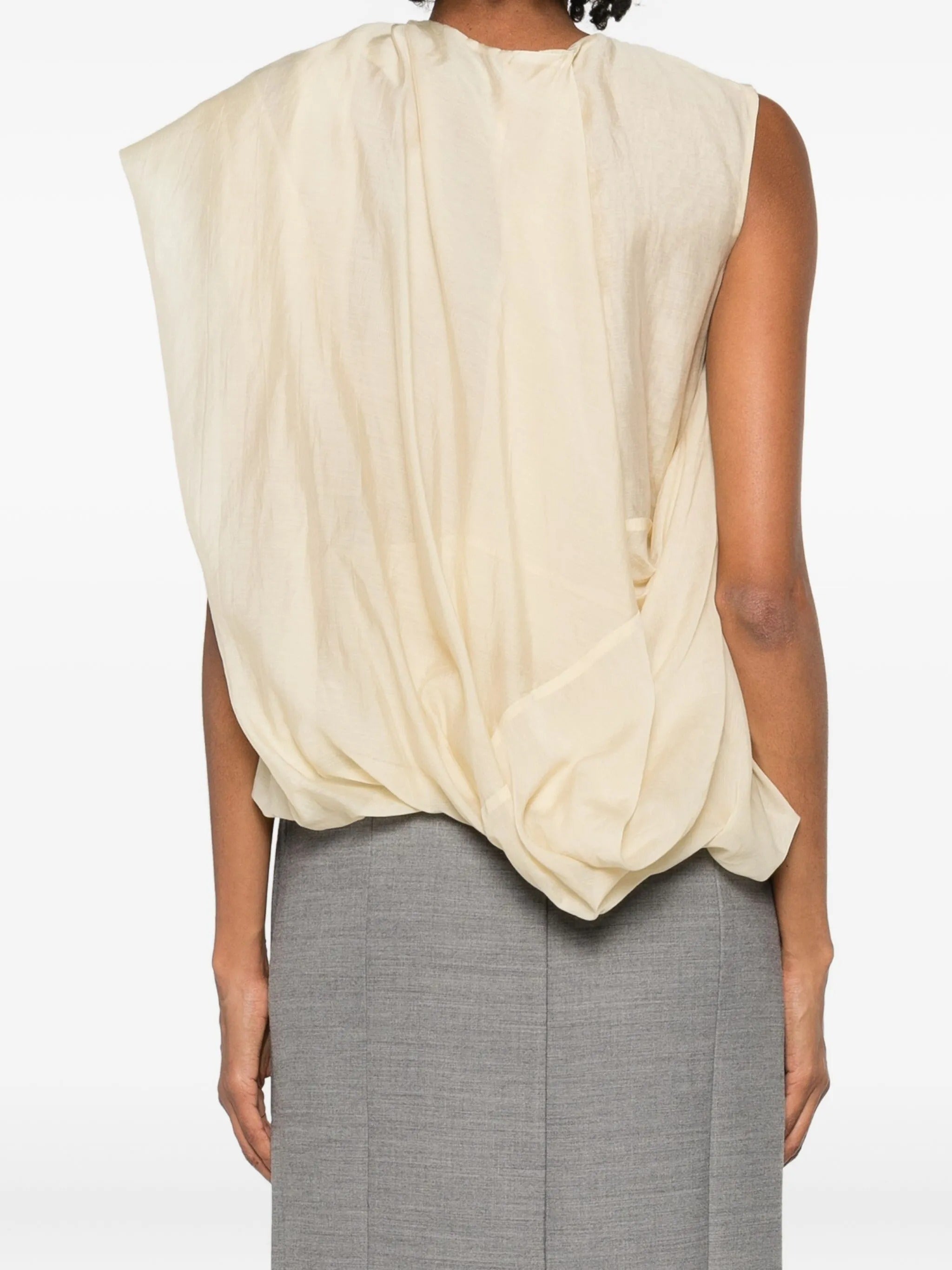 Side drape top soft tan